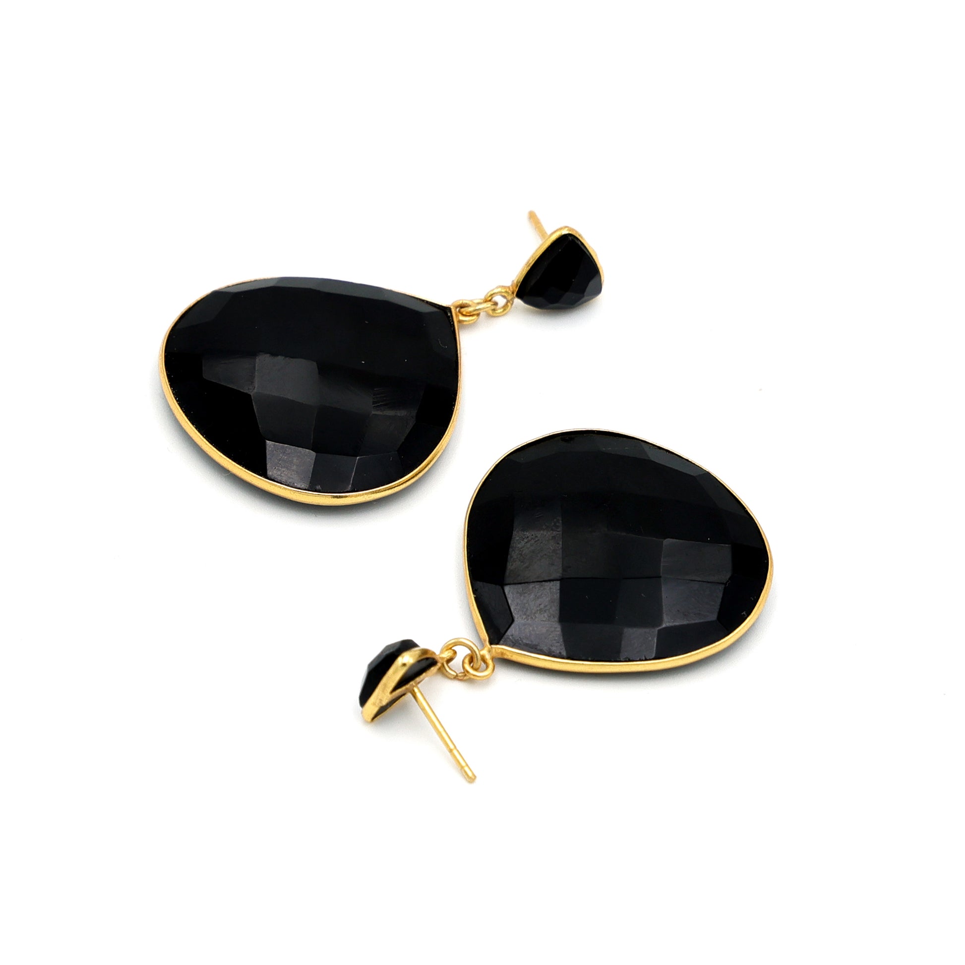 DuaBlackOnyxHeartTrillionEarrings_HandmadeGold-PlatedElegantJewelry