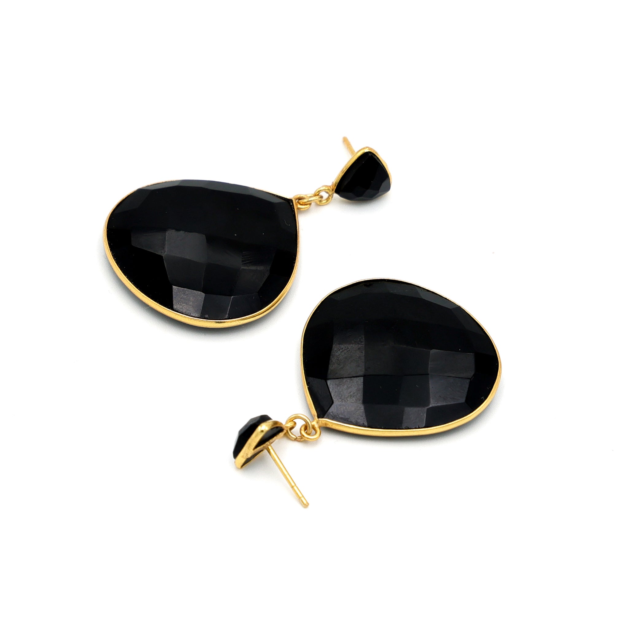 DuaBlackOnyxHeartTrillionEarrings_HandmadeGold-PlatedElegantJewelry