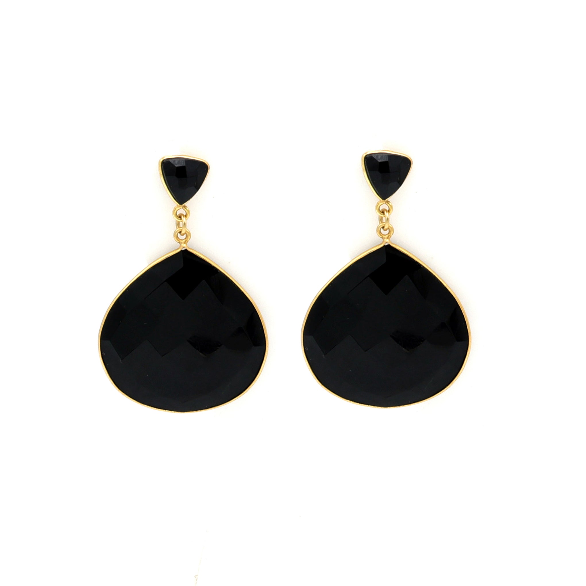 DuaBlackOnyxHeartTrillionEarrings_HandmadeGold-PlatedElegantJewelry