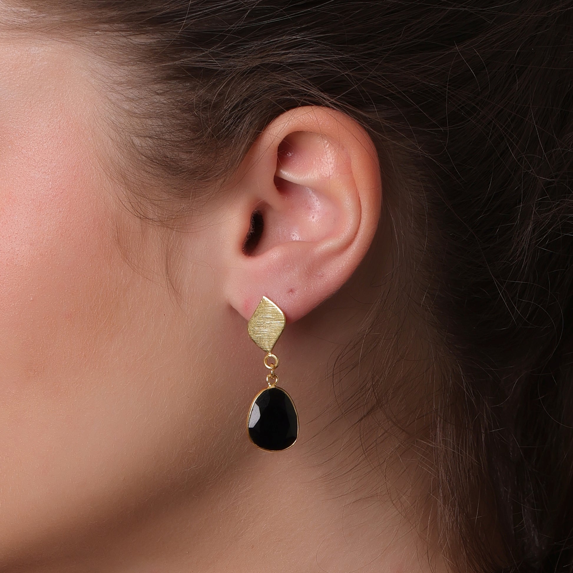 DuaBlackOnyxUnshapeEarrings_HandmadeGold-PlatedStatementJewelry