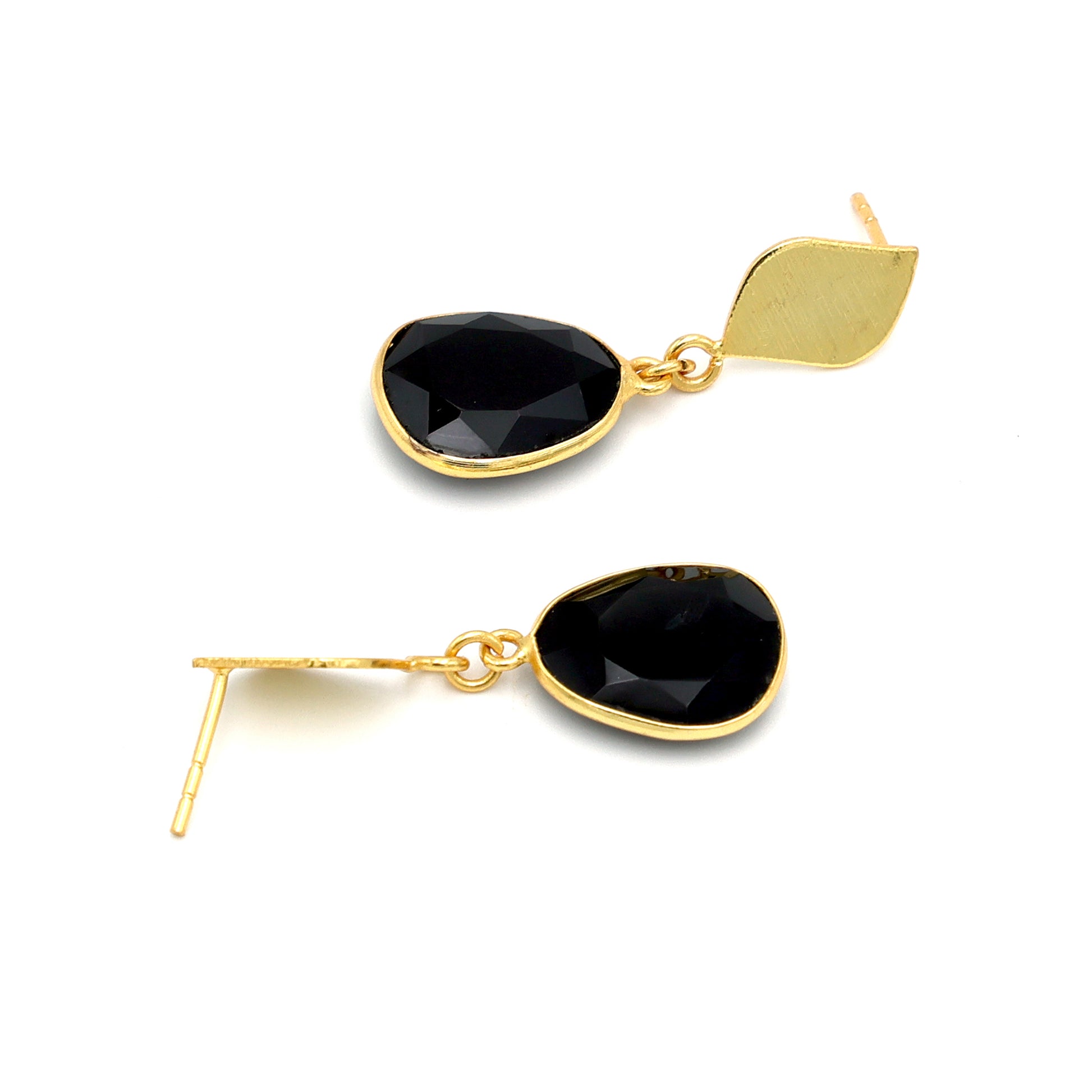 DuaBlackOnyxUnshapeEarrings_HandmadeGold-PlatedStatementJewelry