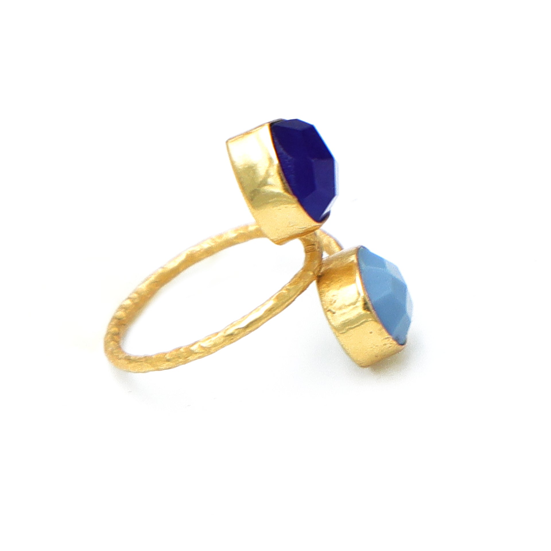 Dua Blue Jade & Blue Opal Round Heart Ring | Adjustable Gemstone Jewelry
