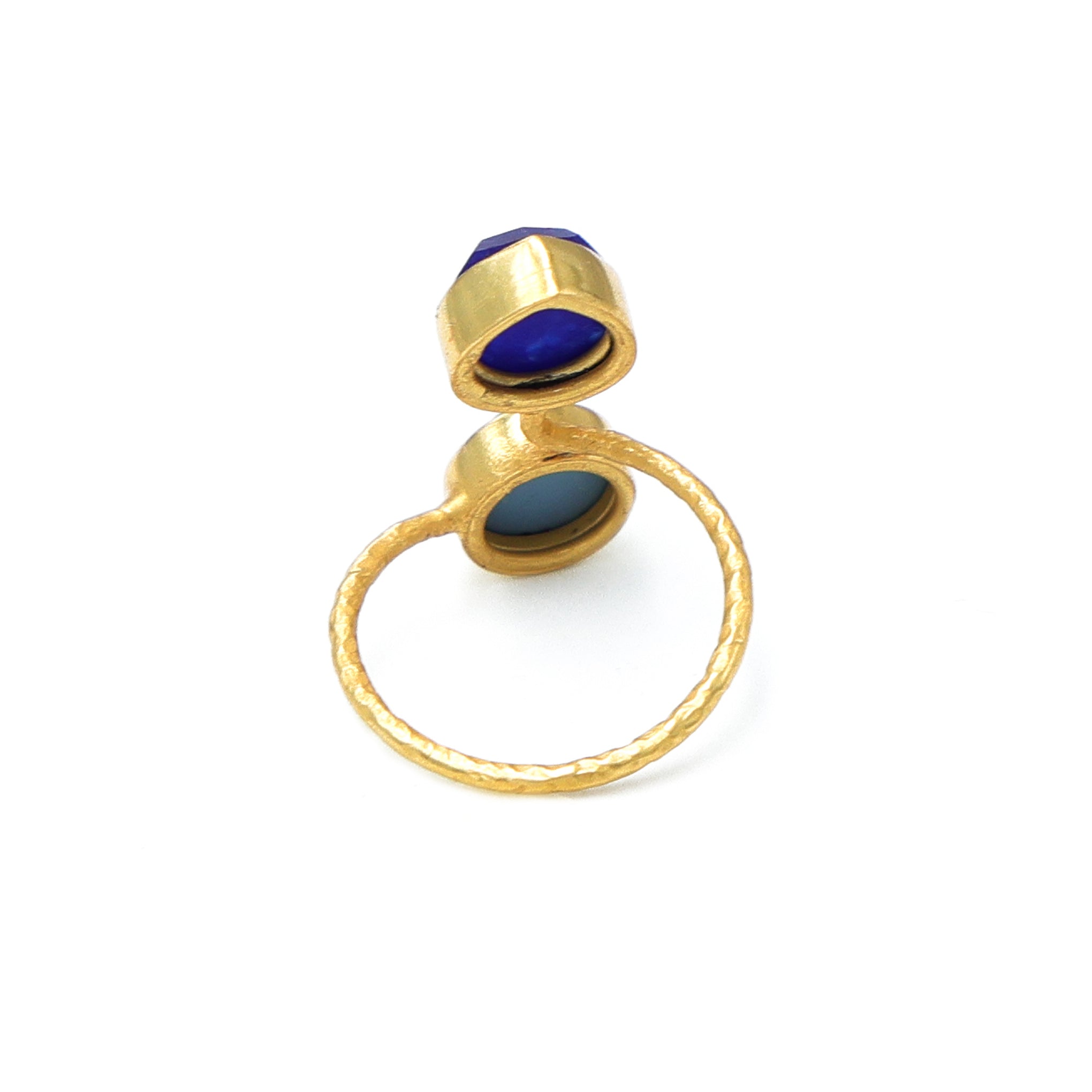 Dua Blue Jade & Blue Opal Round Heart Ring | Adjustable Gemstone Jewelry