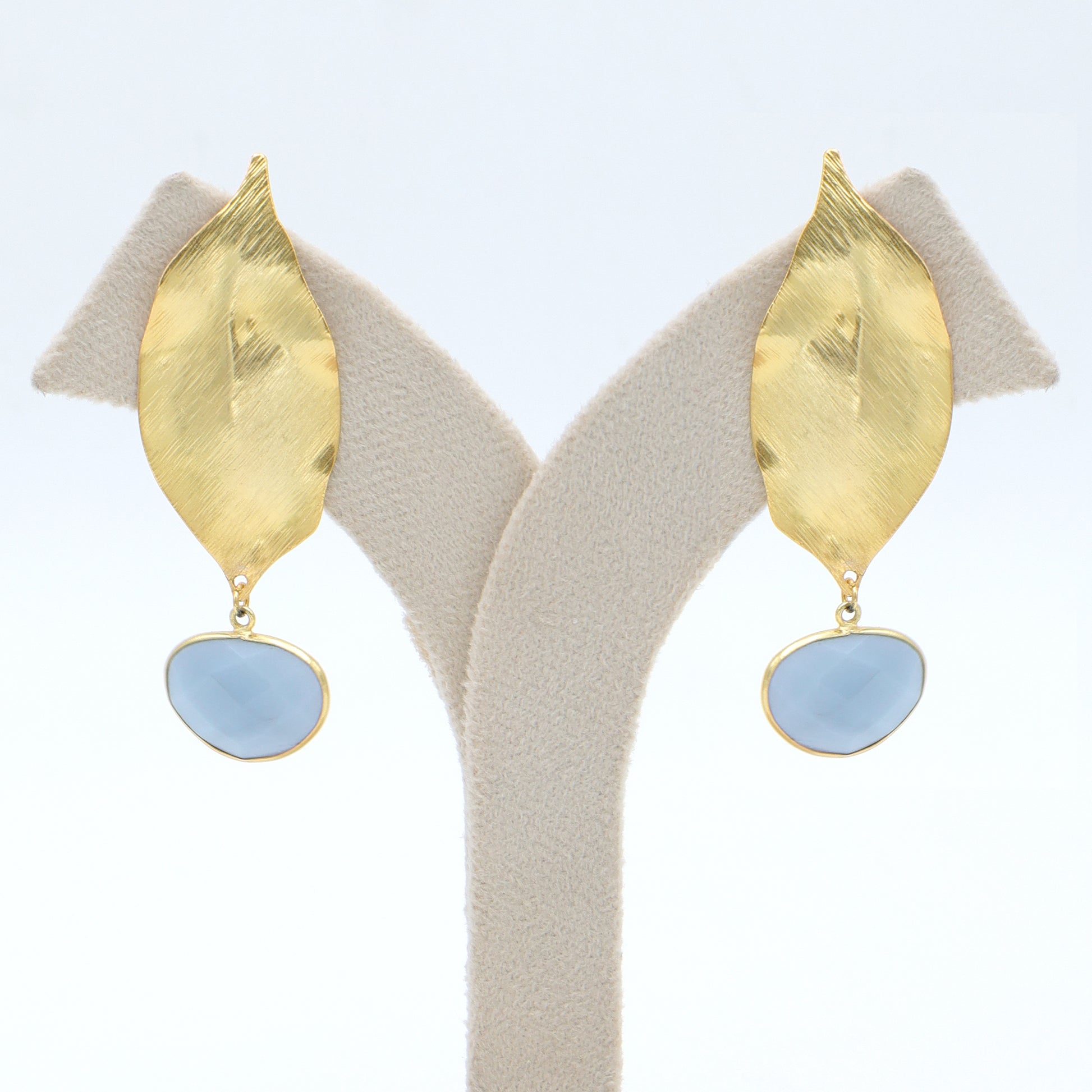 Dua Blue Opal Earrings – Handcrafted Gold-Plated Statement Jewelry - Dua Online