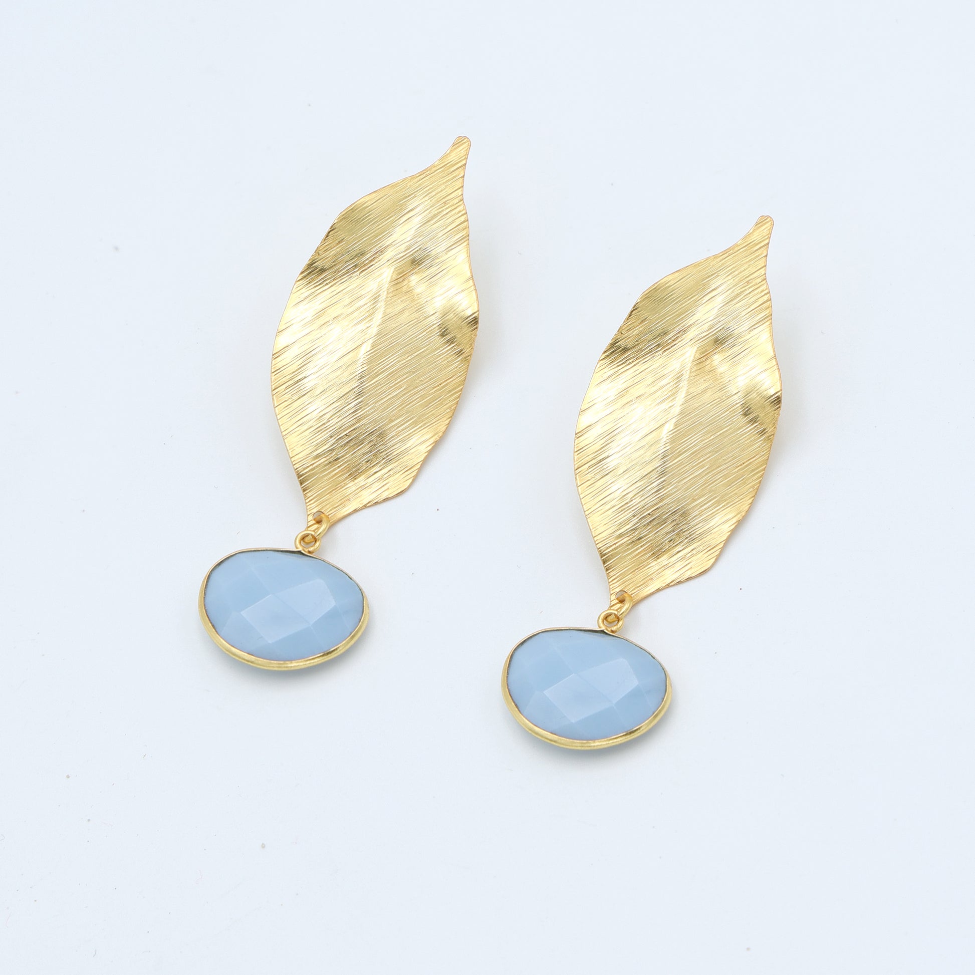 Dua Blue Opal Earrings – Handcrafted Gold-Plated Statement Jewelry - Dua Online