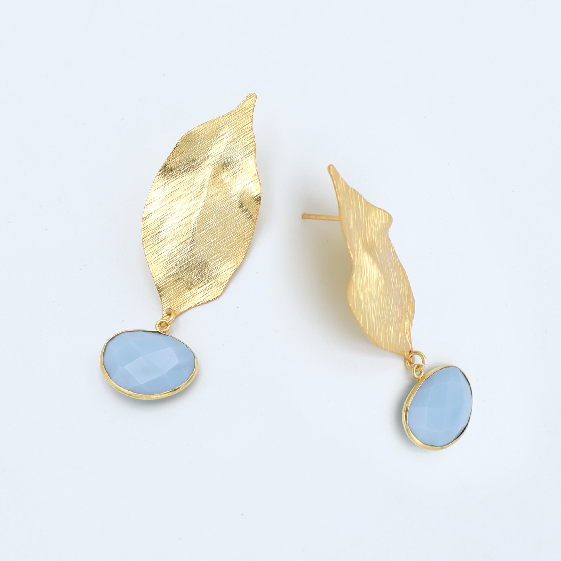 Dua Blue Opal Earrings – Handcrafted Gold-Plated Statement Jewelry - Dua Online