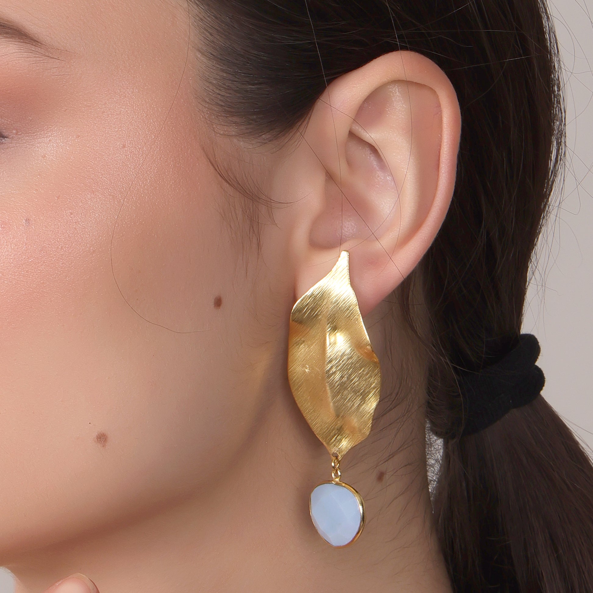 Dua Blue Opal Earrings – Handcrafted Gold-Plated Statement Jewelry - Dua Online