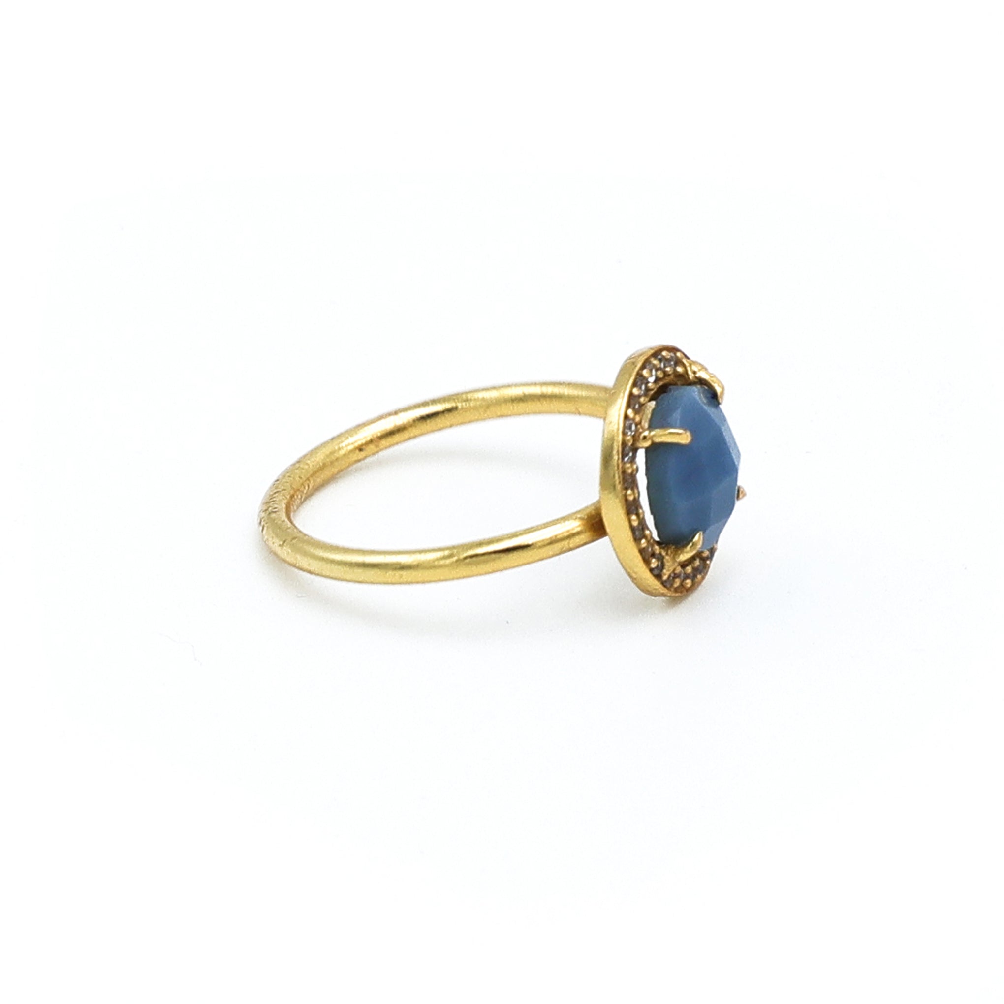 Dua Blue Opal Gold-Plated Adjustable Round Ring – Blue Gemstone Party & Engagement Jewelry