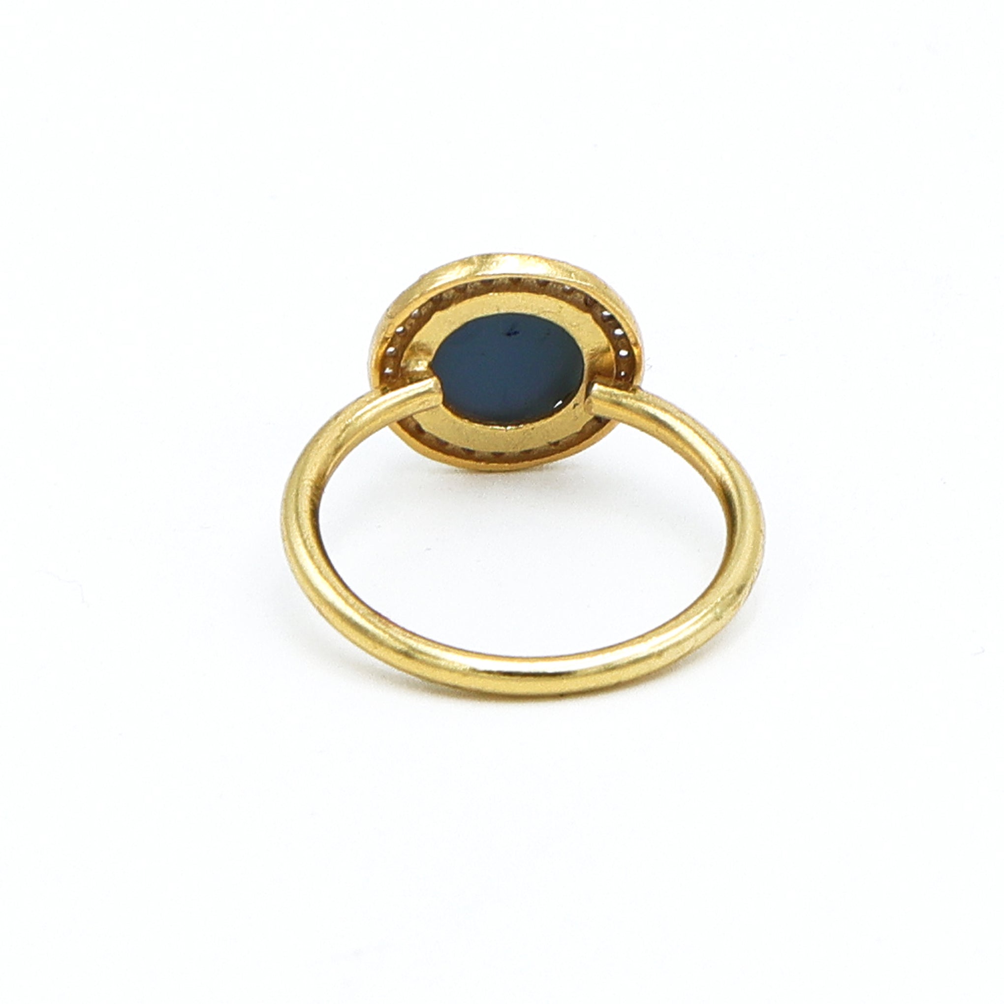Dua Blue Opal Gold-Plated Adjustable Round Ring – Blue Gemstone Party & Engagement Jewelry