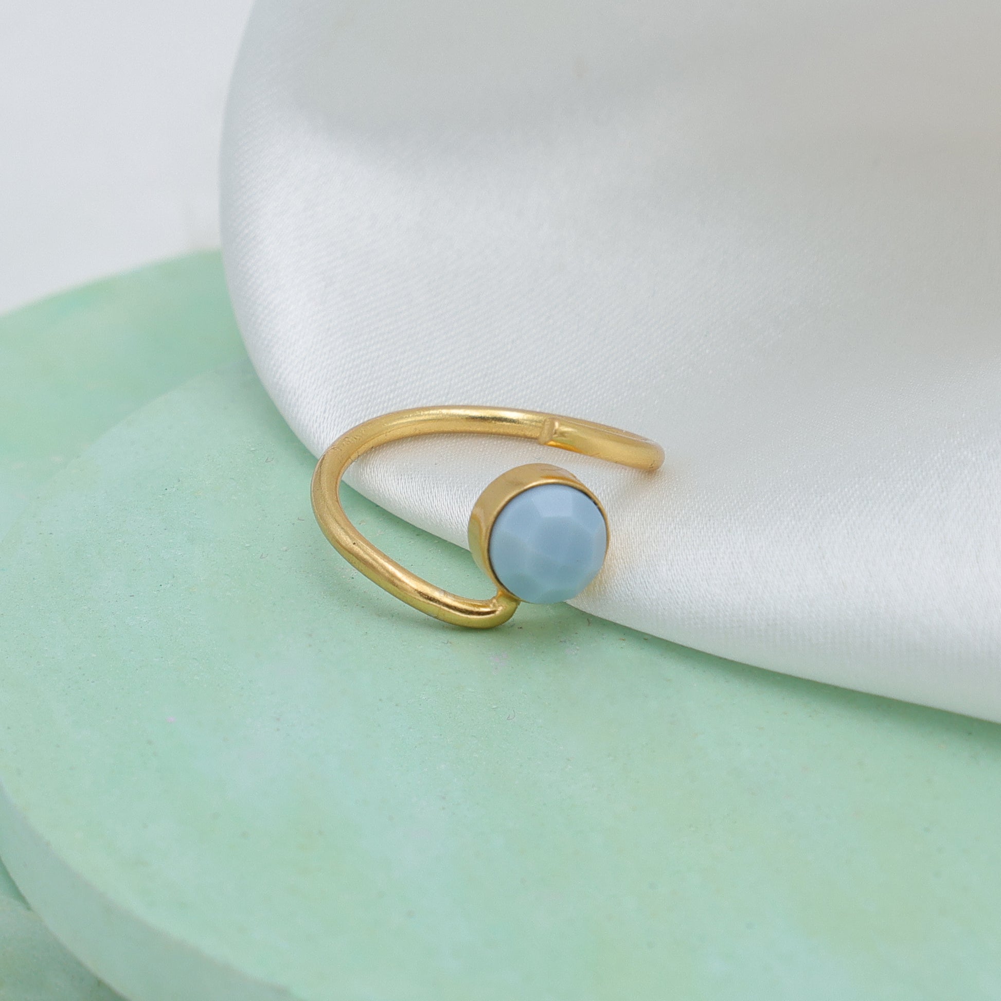 Dua Blue Opal Ring – Elegant Gold-Plated Opal Birthstone Jewelry - Dua Online