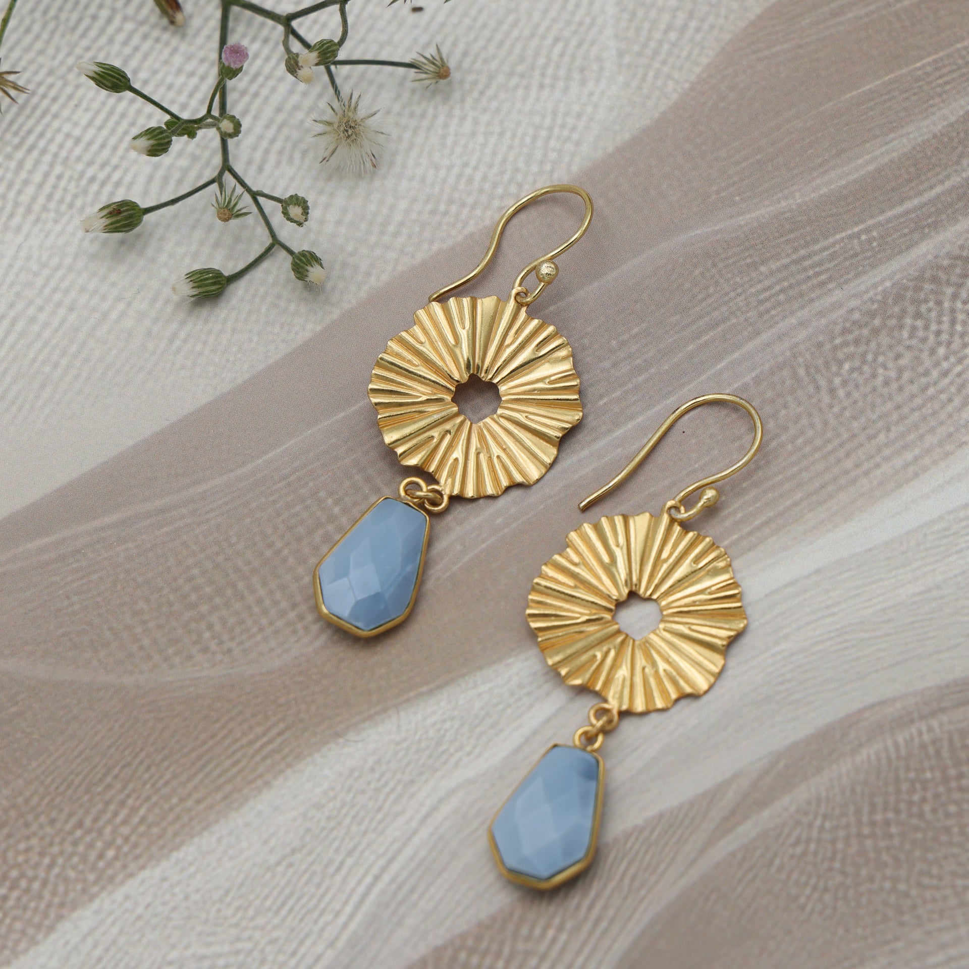 DuaBlueOpalWideHexagonEarrings_HandmadeGold
