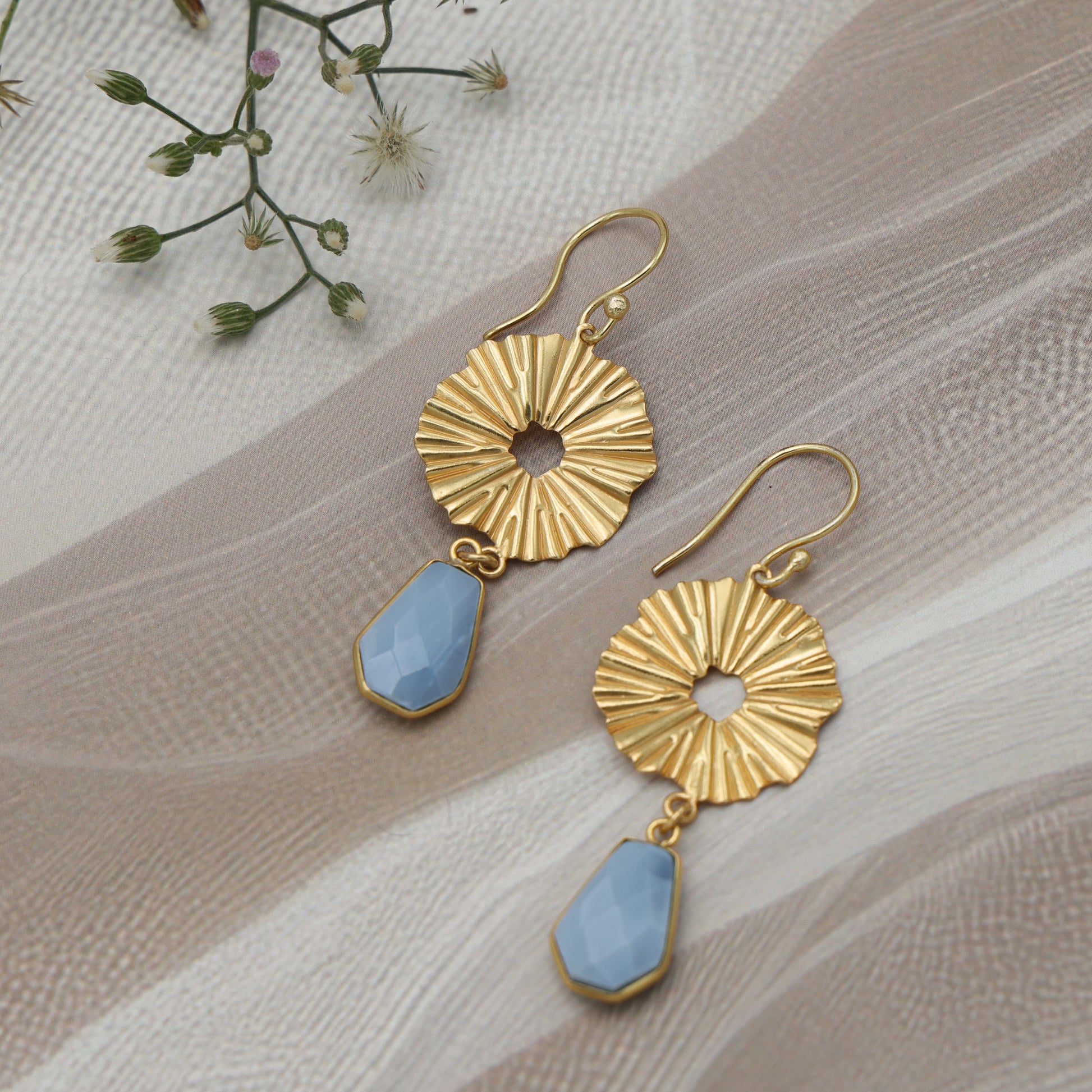 DuaBlueOpalWideHexagonEarrings_HandmadeGold