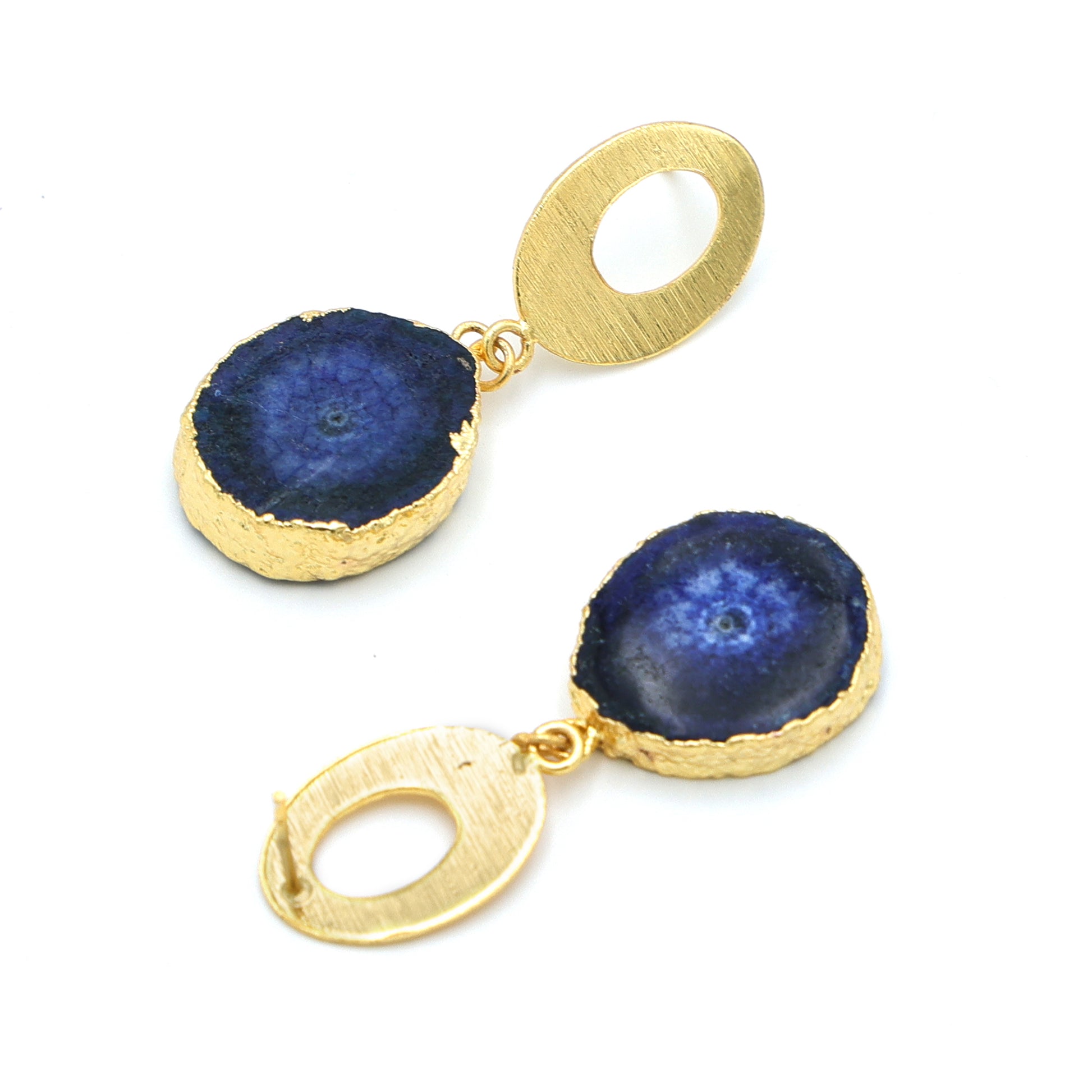 DuaBlueSolarQuartzEarrings_HandmadeGold-PlatedElegantJewelry