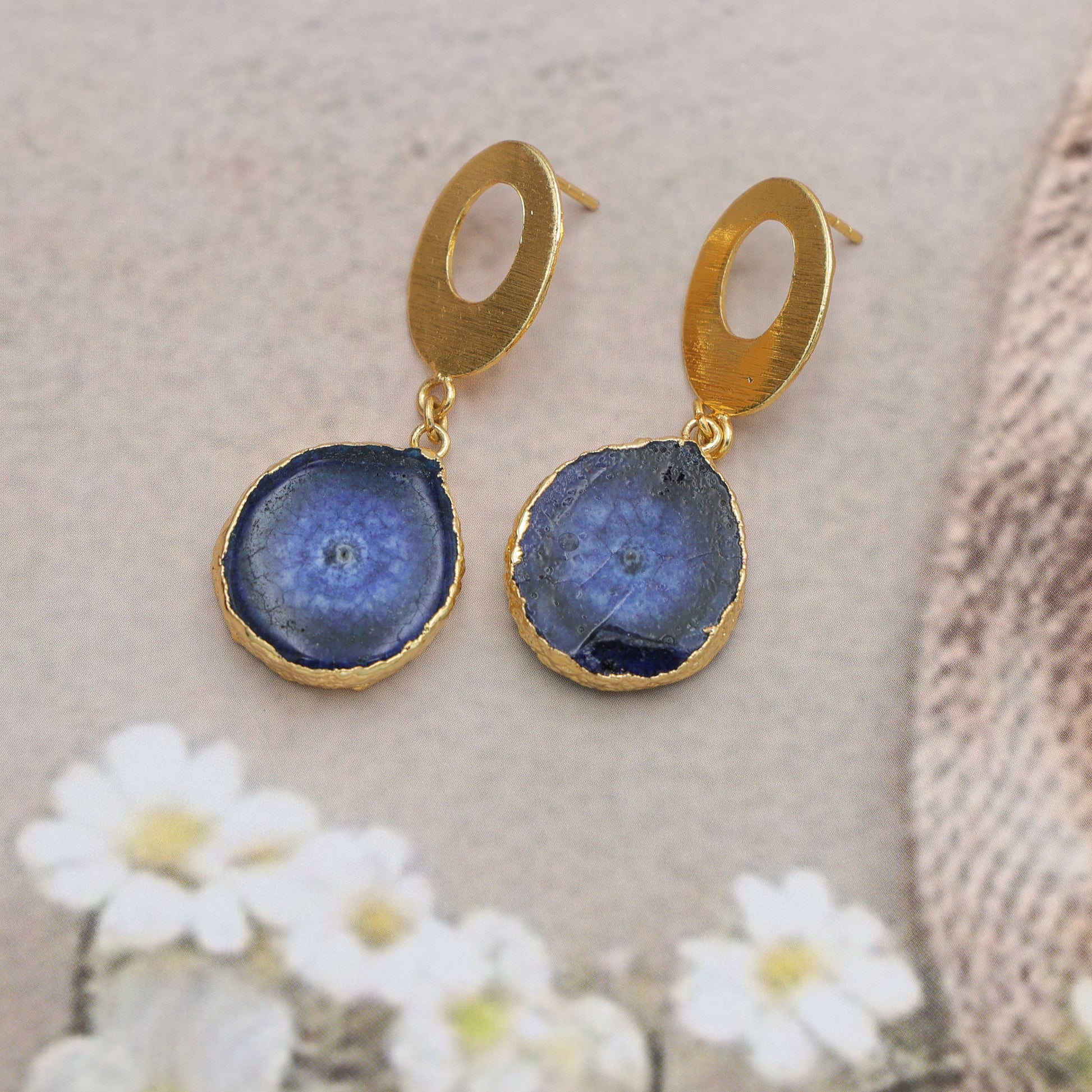DuaBlueSolarQuartzEarrings_HandmadeGold