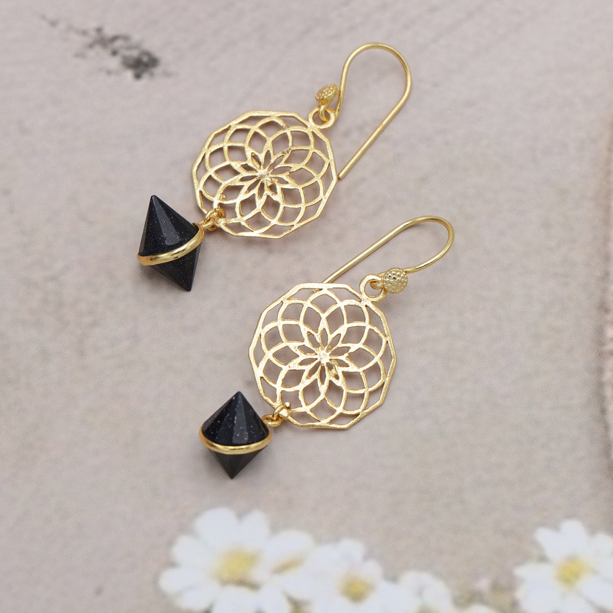 DuaBlueSunstoneConeEarrings_HandmadeGold-PlatedElegantJewelry_6
