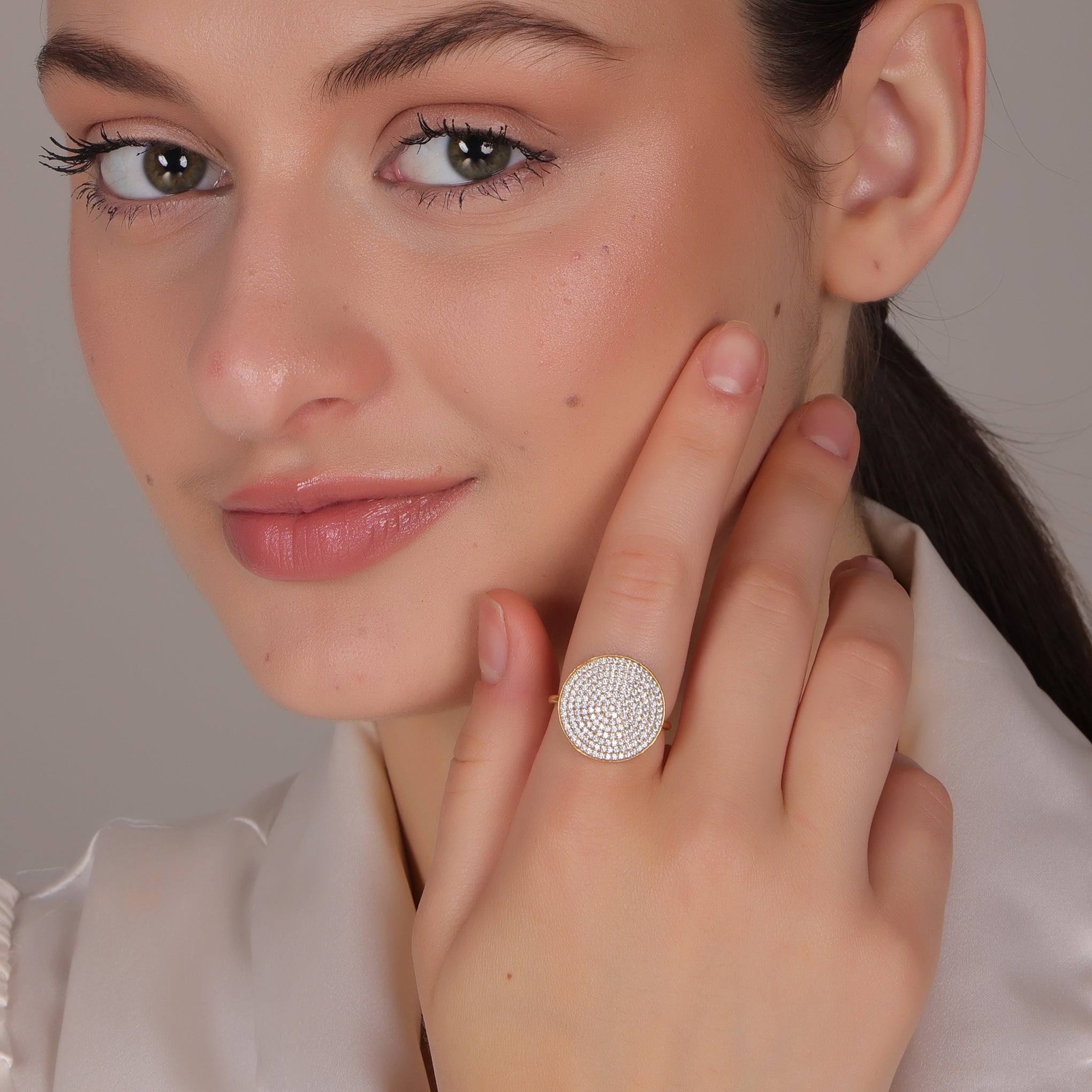 Dua CZ Round Ring – Sparkling Cubic Zirconia Gold-Plated Engagement Jewelry - Dua Online