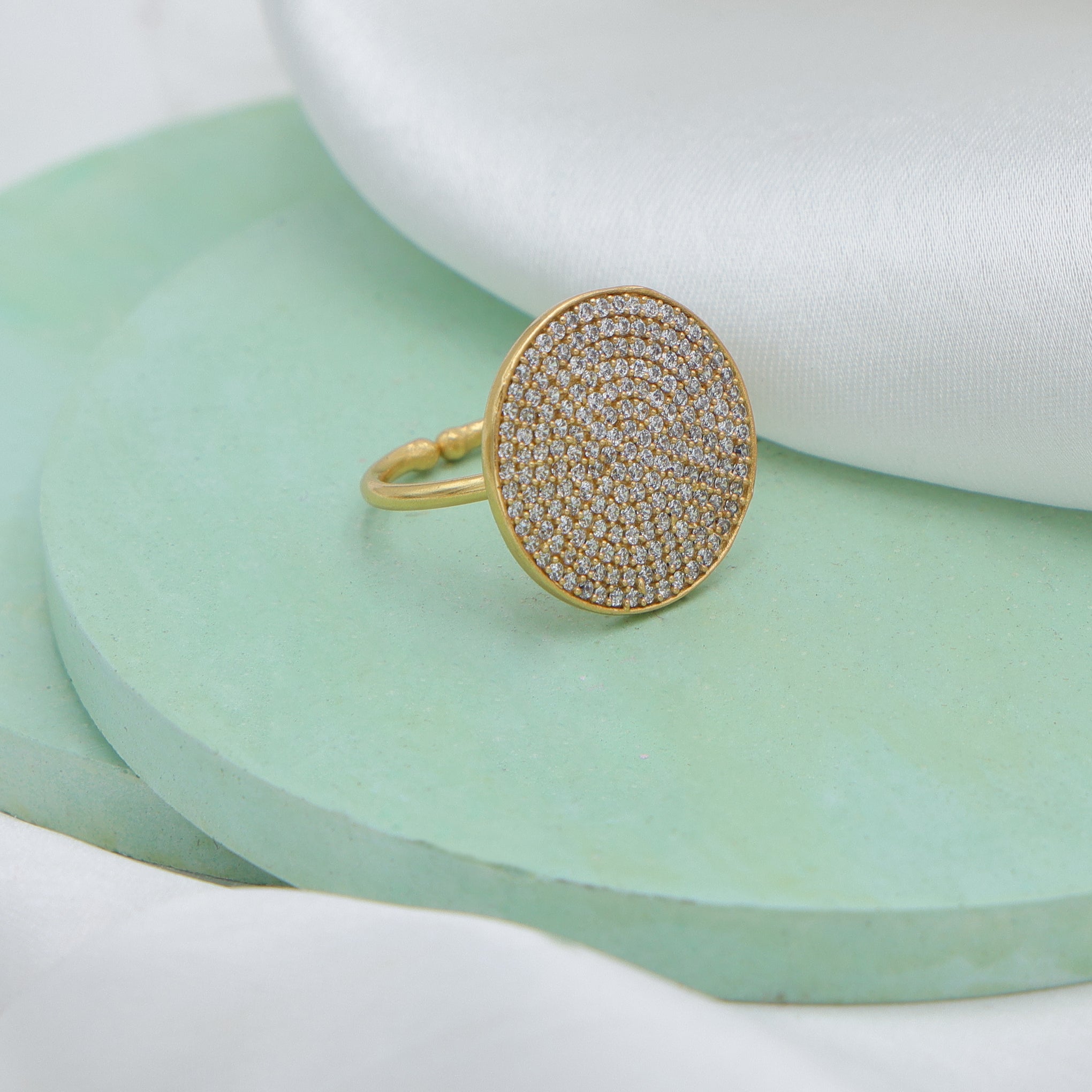 Dua CZ Round Ring – Sparkling Cubic Zirconia Gold-Plated Engagement Jewelry - Dua Online