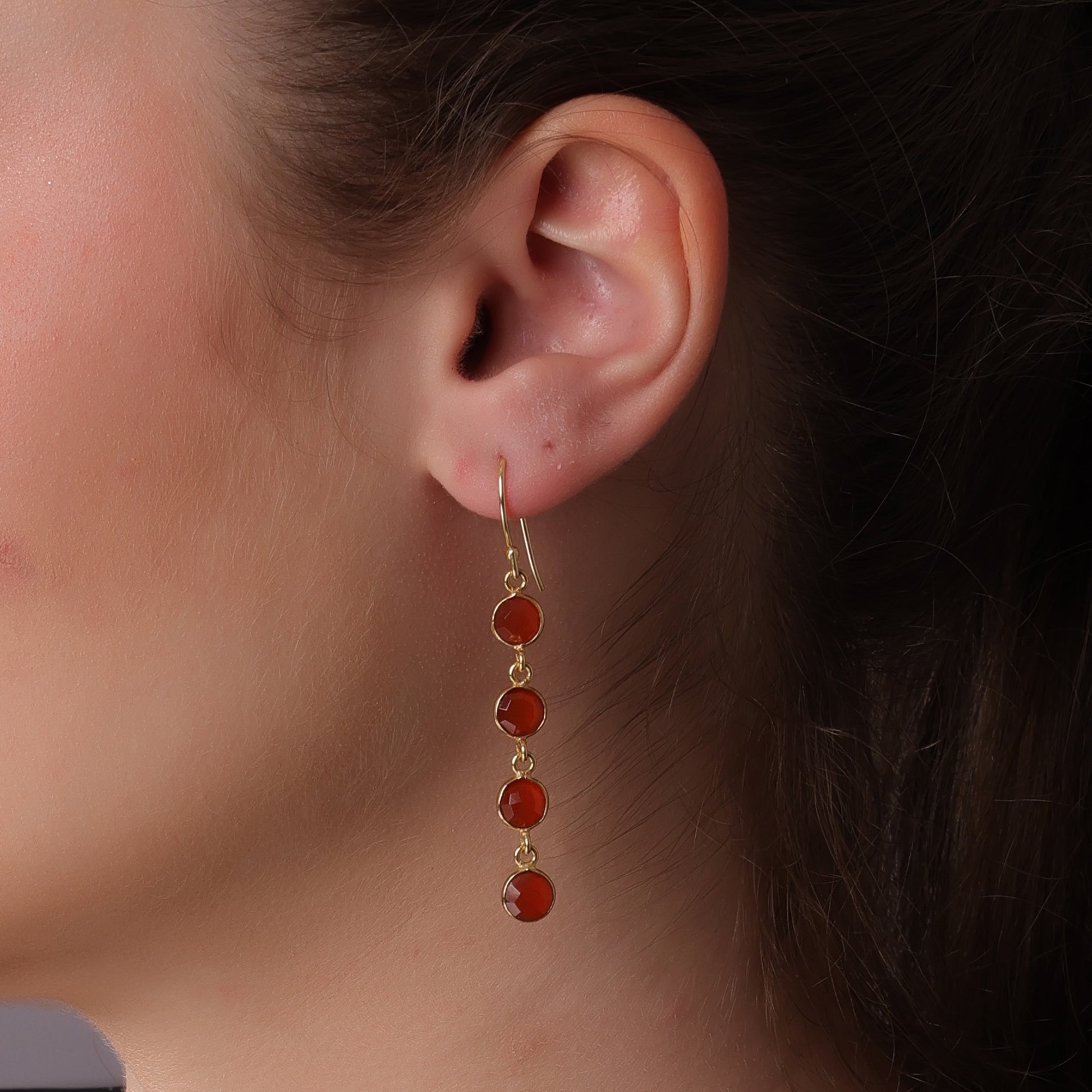 DuaCarnelianCHALCEDONYdonyRoundEarrings_HandmadeGold-PlatedStatementJewelry