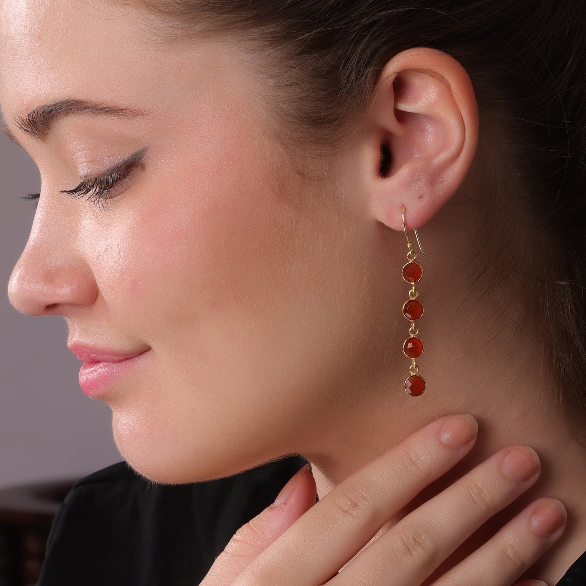 DuaCarnelianCHALCEDONYdonyRoundEarrings_HandmadeGold-PlatedStatementJewelry_2