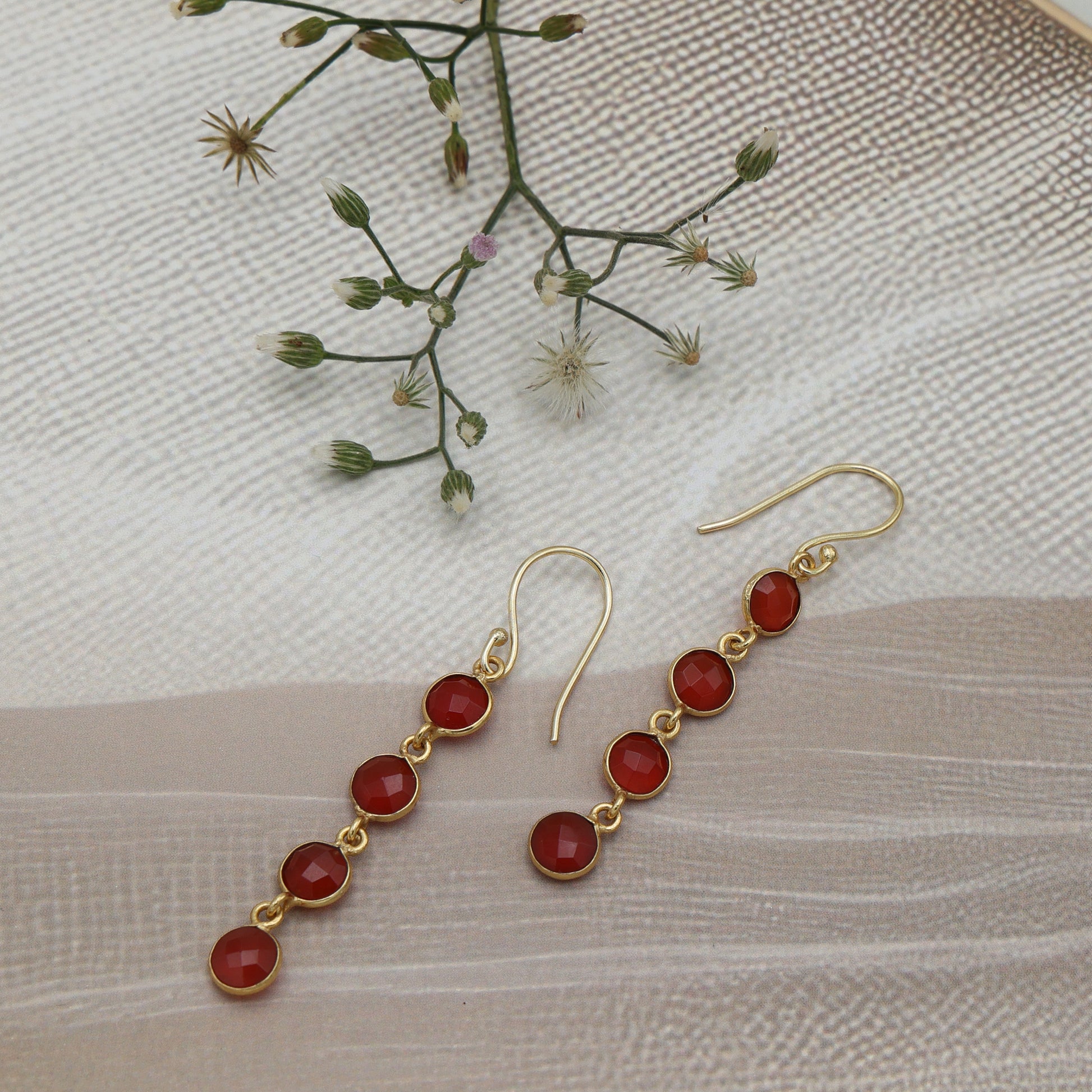 DuaCarnelianCHALCEDONYdonyRoundEarrings_HandmadeGold-PlatedStatementJewelry