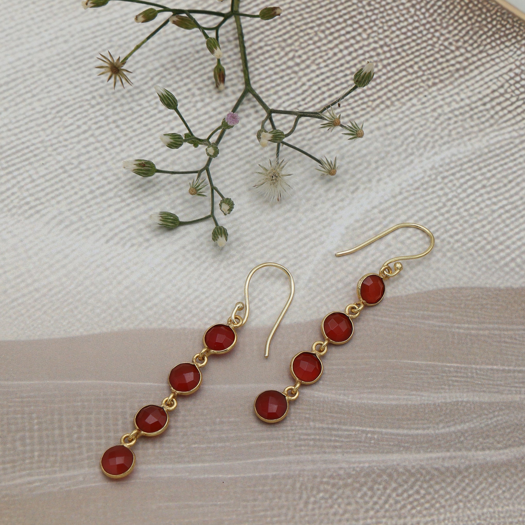 DuaCarnelianCHALCEDONYdonyRoundEarrings_HandmadeGold-PlatedStatementJewelry
