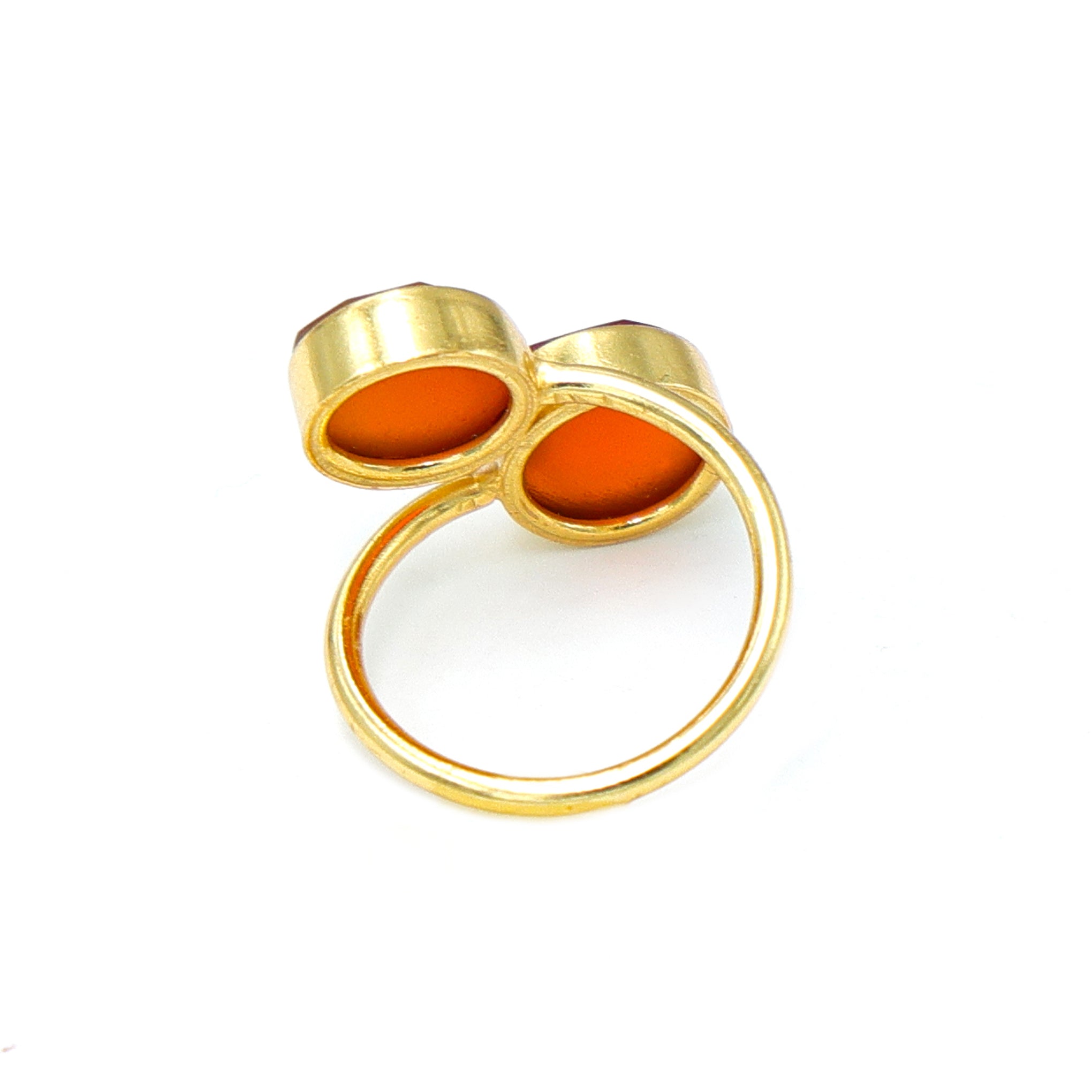 Dua Carnelian Chalcedony Round Ring | Gold Plated Handmade Statement Jewelry