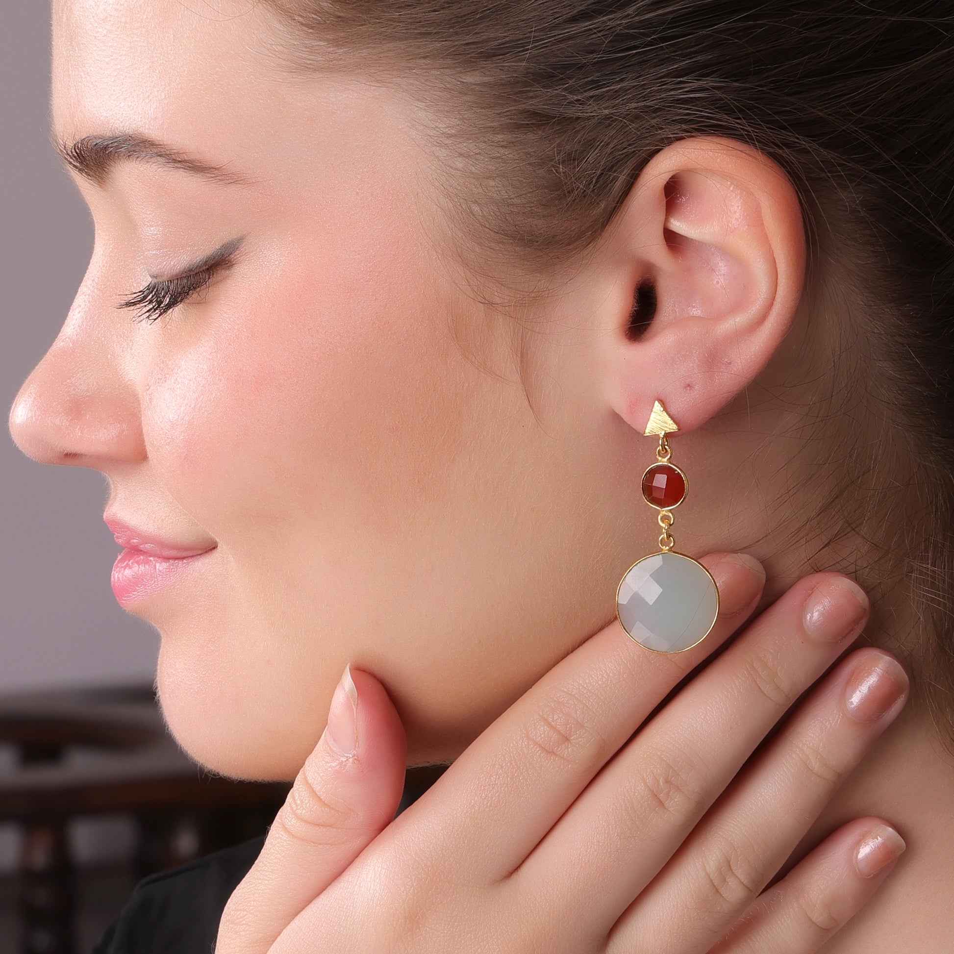 DuaCarnelianChalcedonyandBlueChalcedonyEarrings_HandmadeGold-PlatedElegantJewelry_2