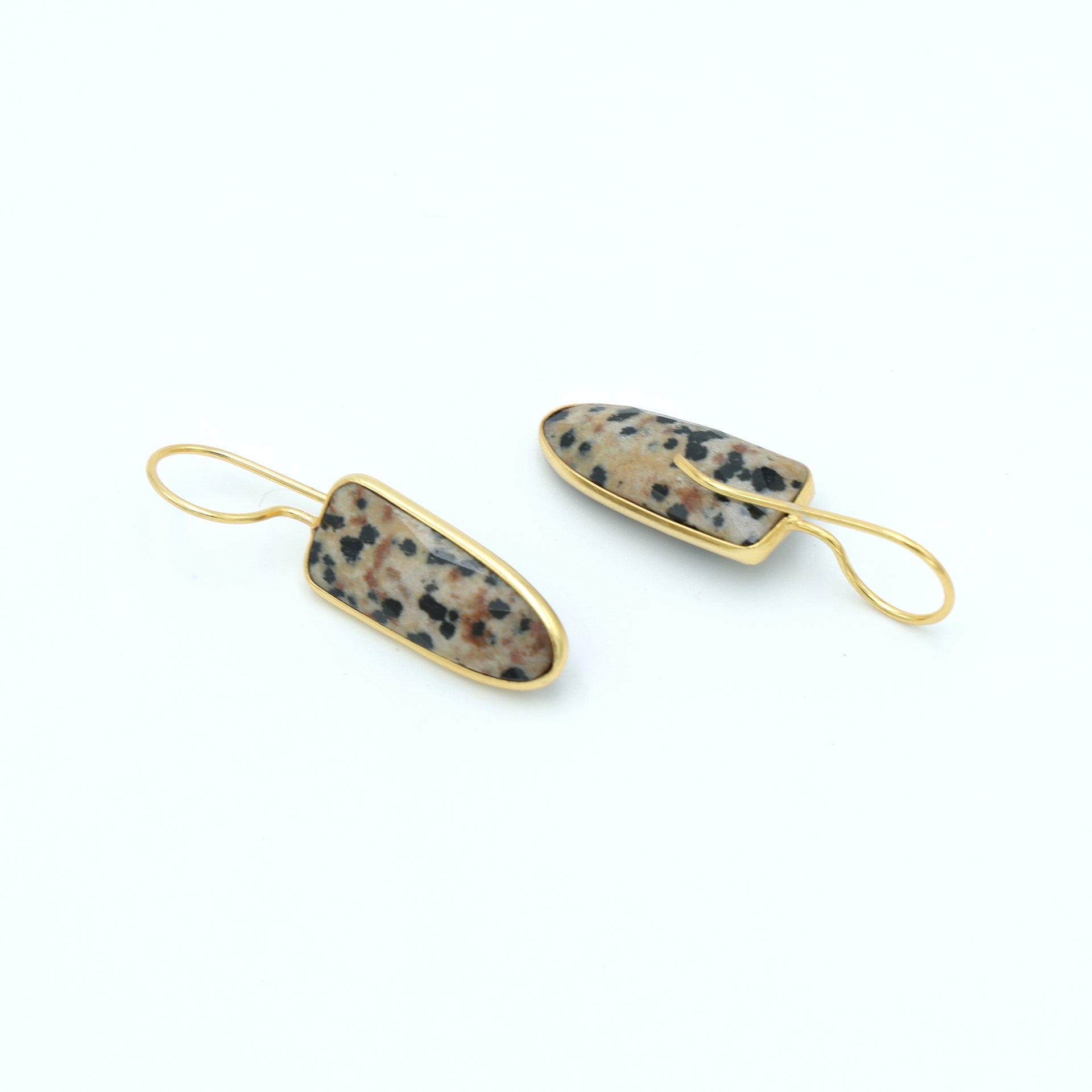 DuaDalmatianJasperEarringsGoldPlatedHandcraftedStatementJewelry