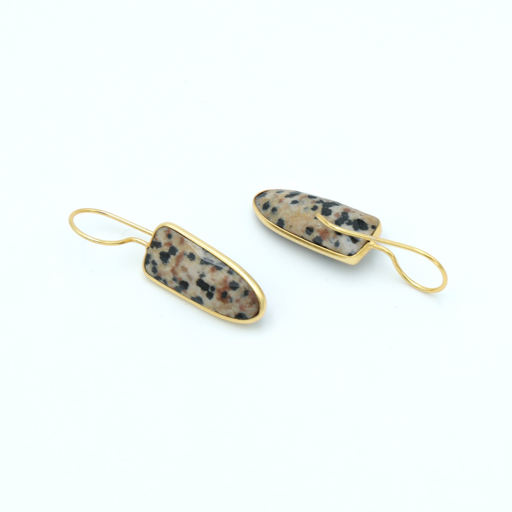 DuaDalmatianJasperEarringsGoldPlatedHandcraftedStatementJewelry