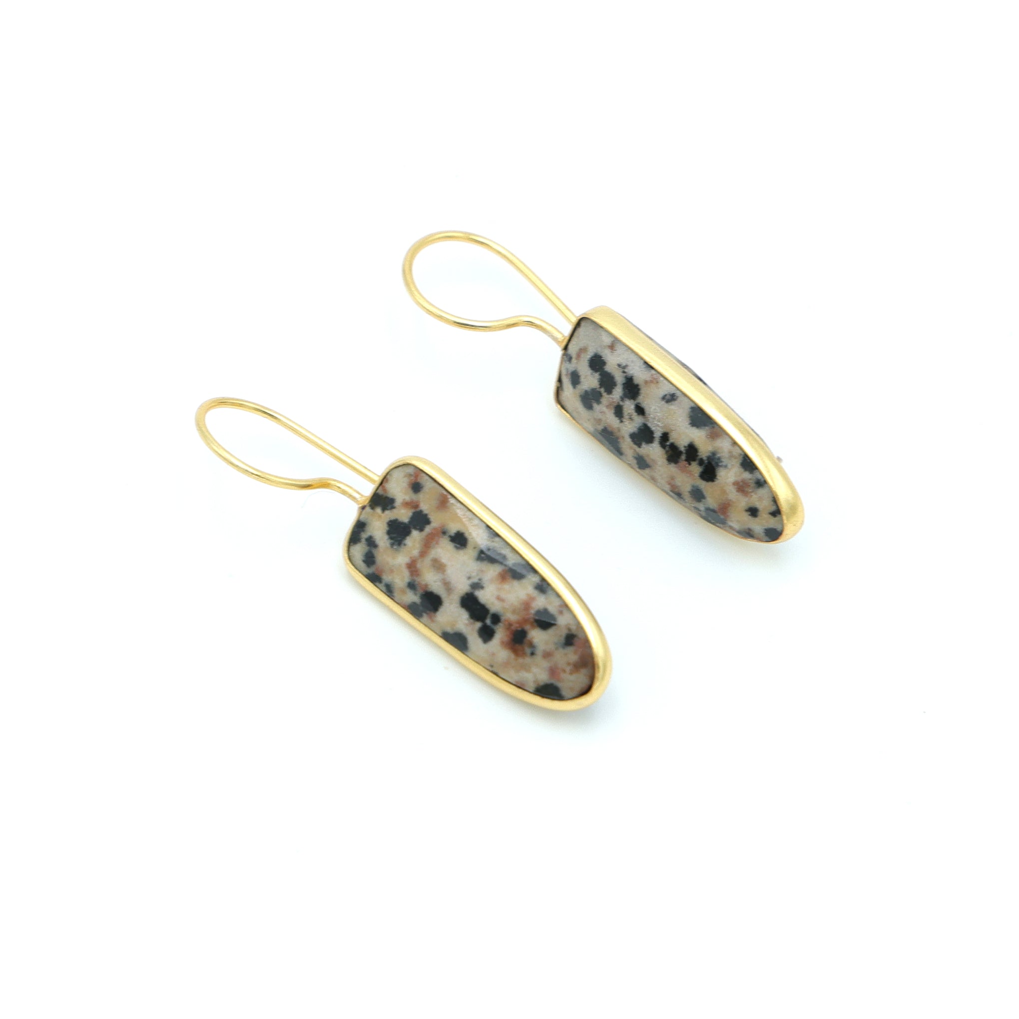 DuaDalmatianJasperEarringsGoldPlatedHandcraftedStatementJewelry