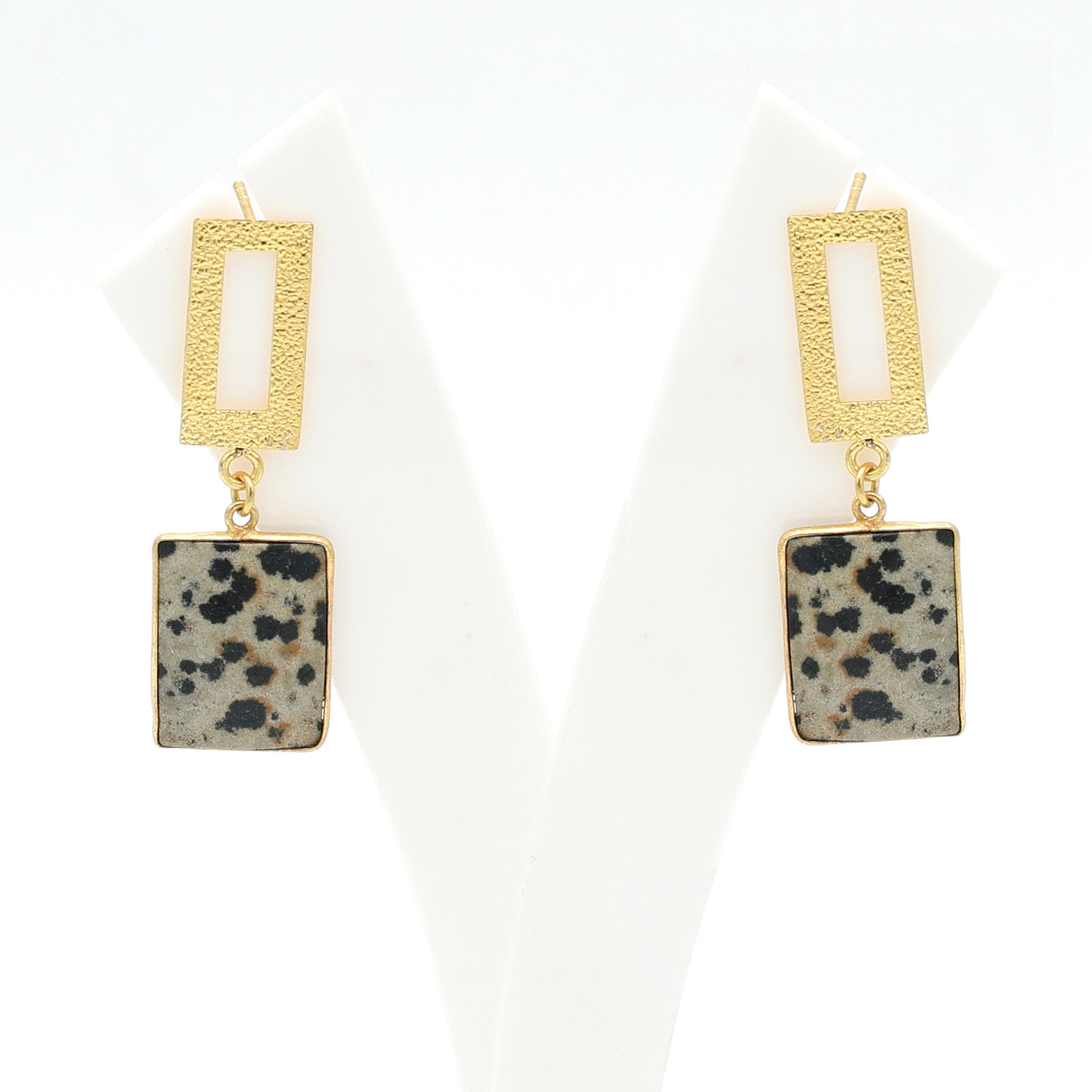 DuaDalmatianJasperRectangleEarrings_HandmadeGold-PlatedElegantJewelry_3