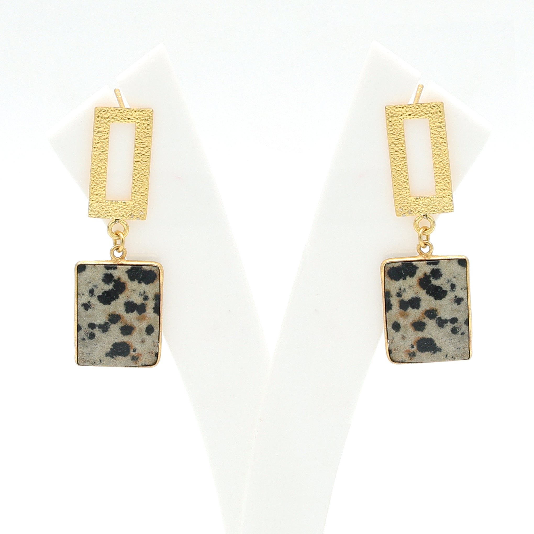 DuaDalmatianJasperRectangleEarrings_HandmadeGold-PlatedElegantJewelry_3