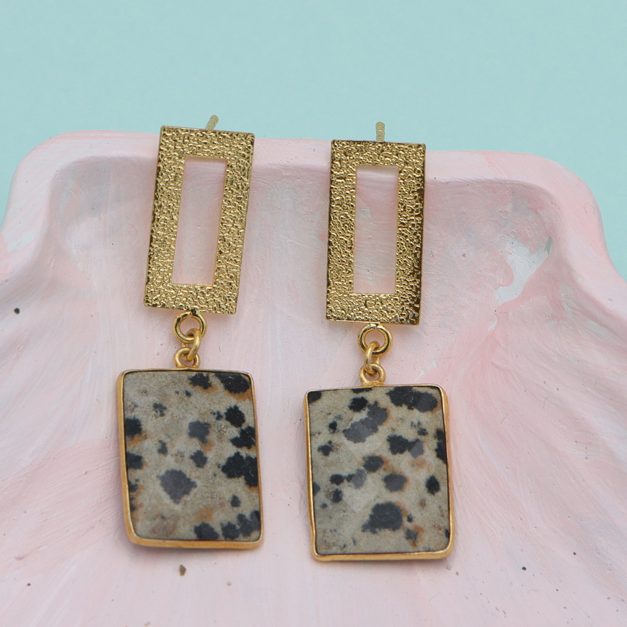 DuaDalmatianJasperRectangleEarrings_HandmadeGold-PlatedElegantJewelry_6