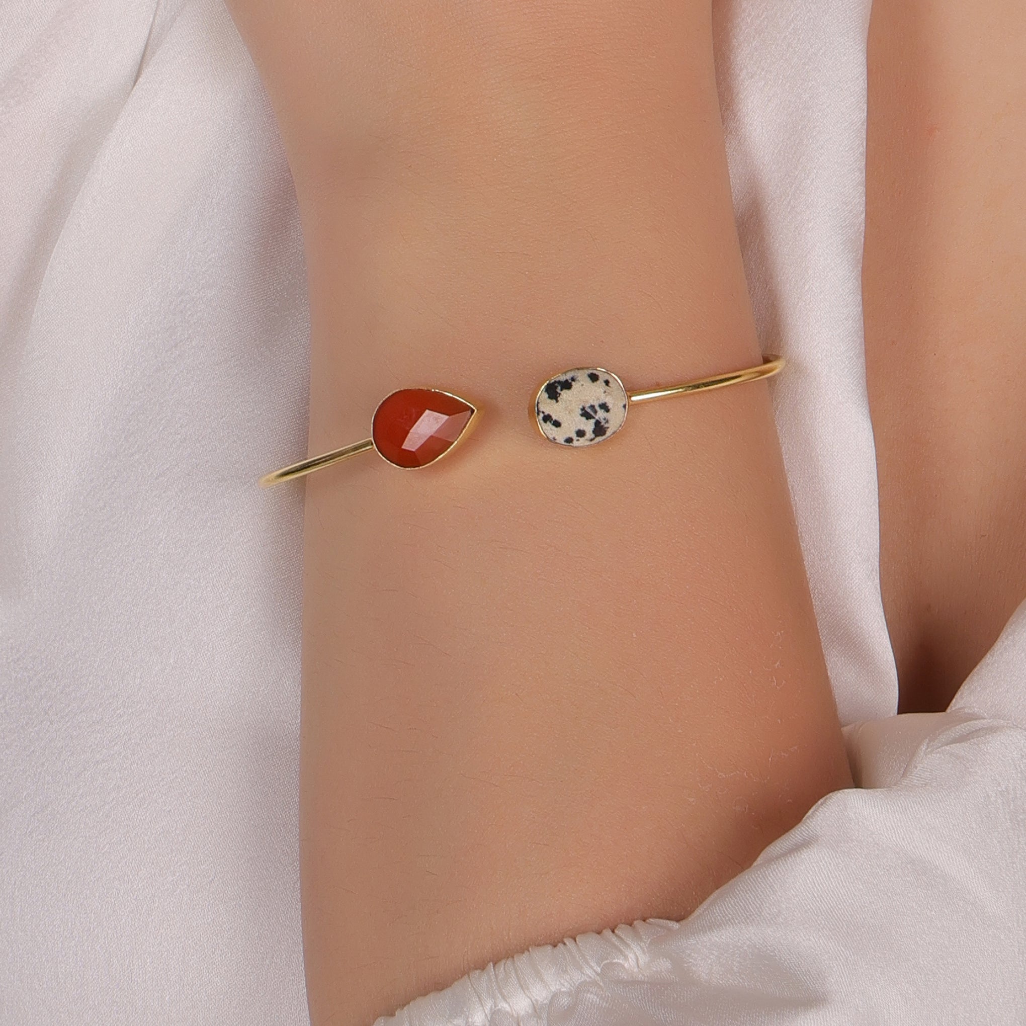 DuaDalmatianJasper_CarnelianCalcedonyBangle_UniqueGold-PlatedGemstoneJewelry_4