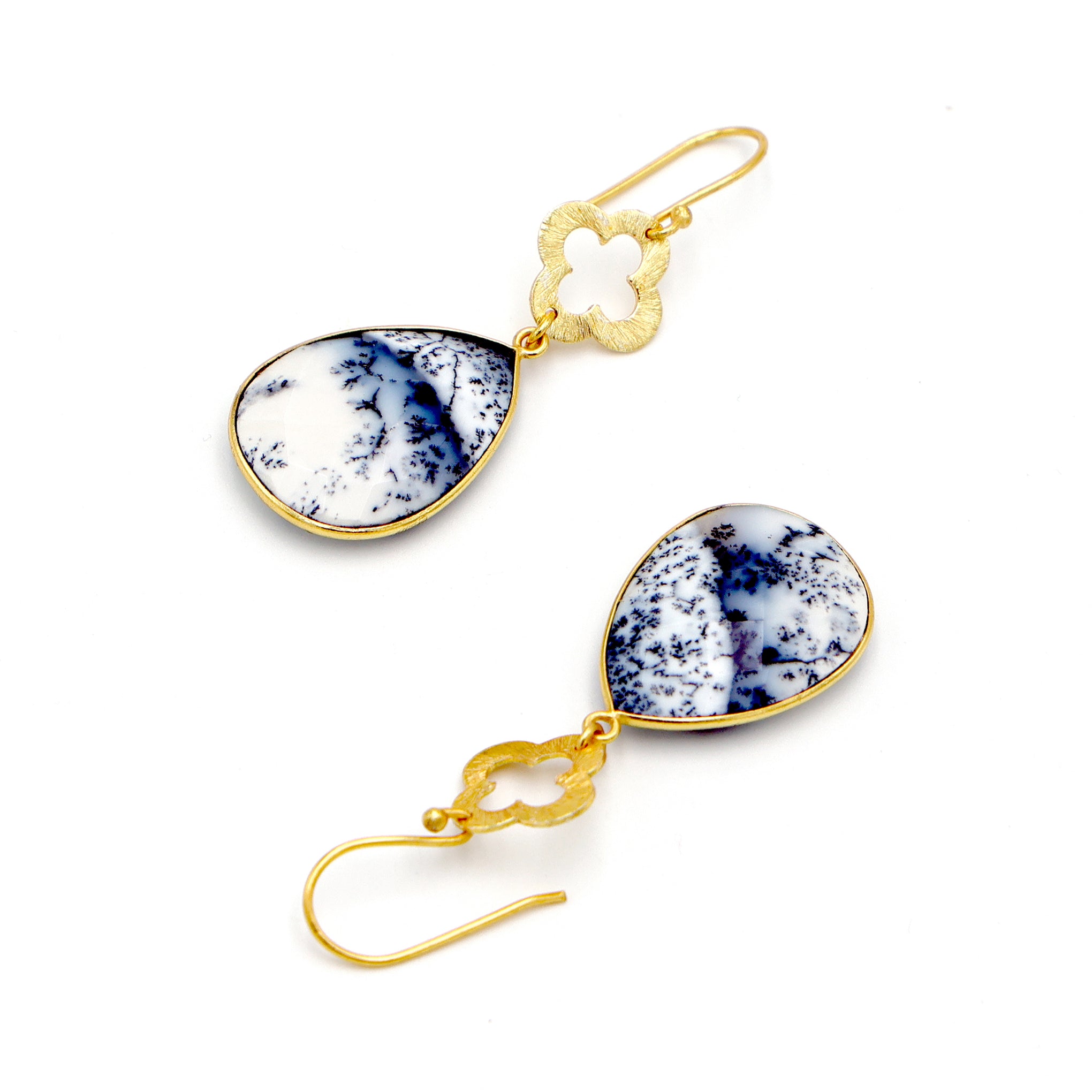 DuaDendriteOpalFlowerEarrings_HandcraftedGold-PlatedUniqueJewelry