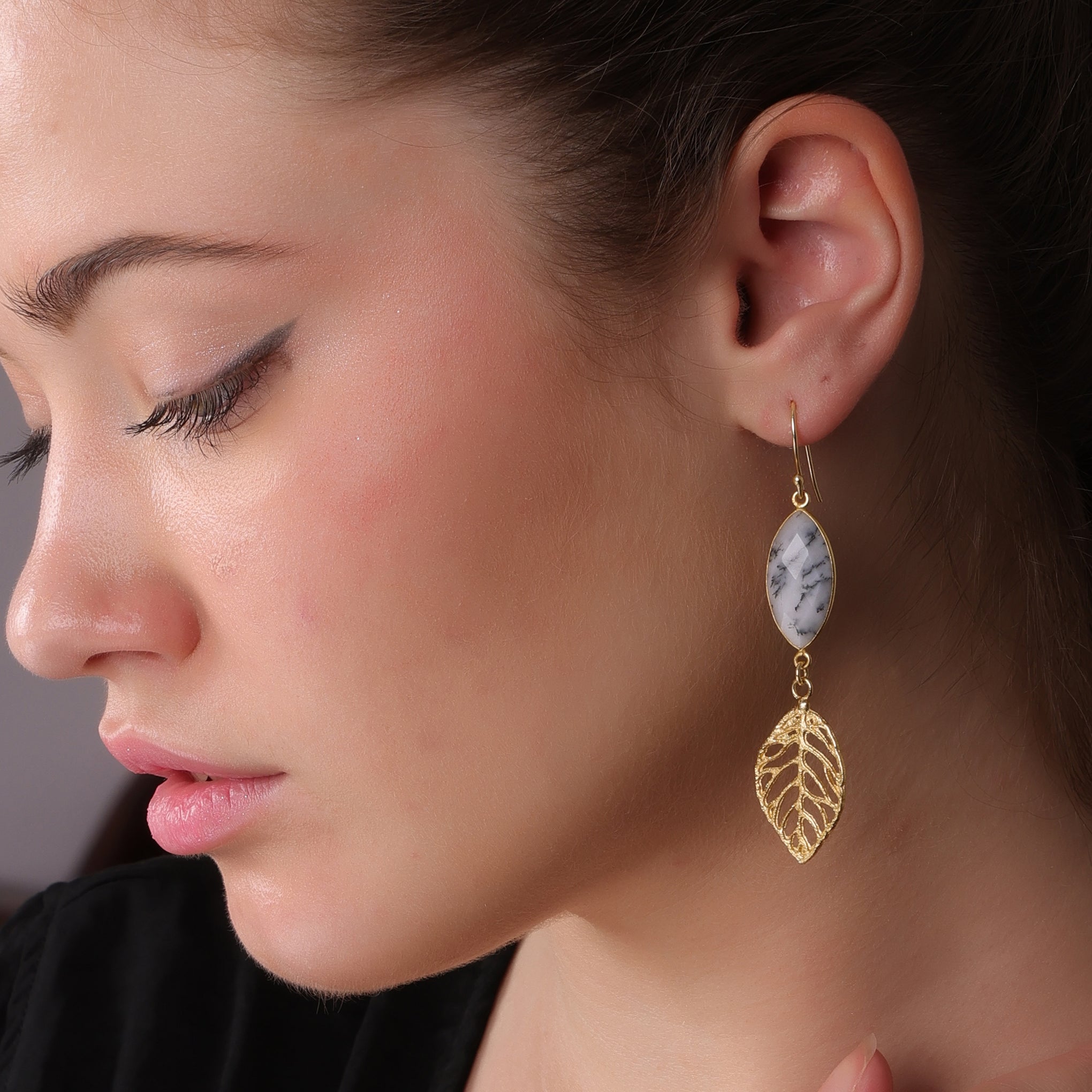 DuaDendriteOpalMarquiseEarrings_HandmadeGold-PlatedElegantJewelryforWomen