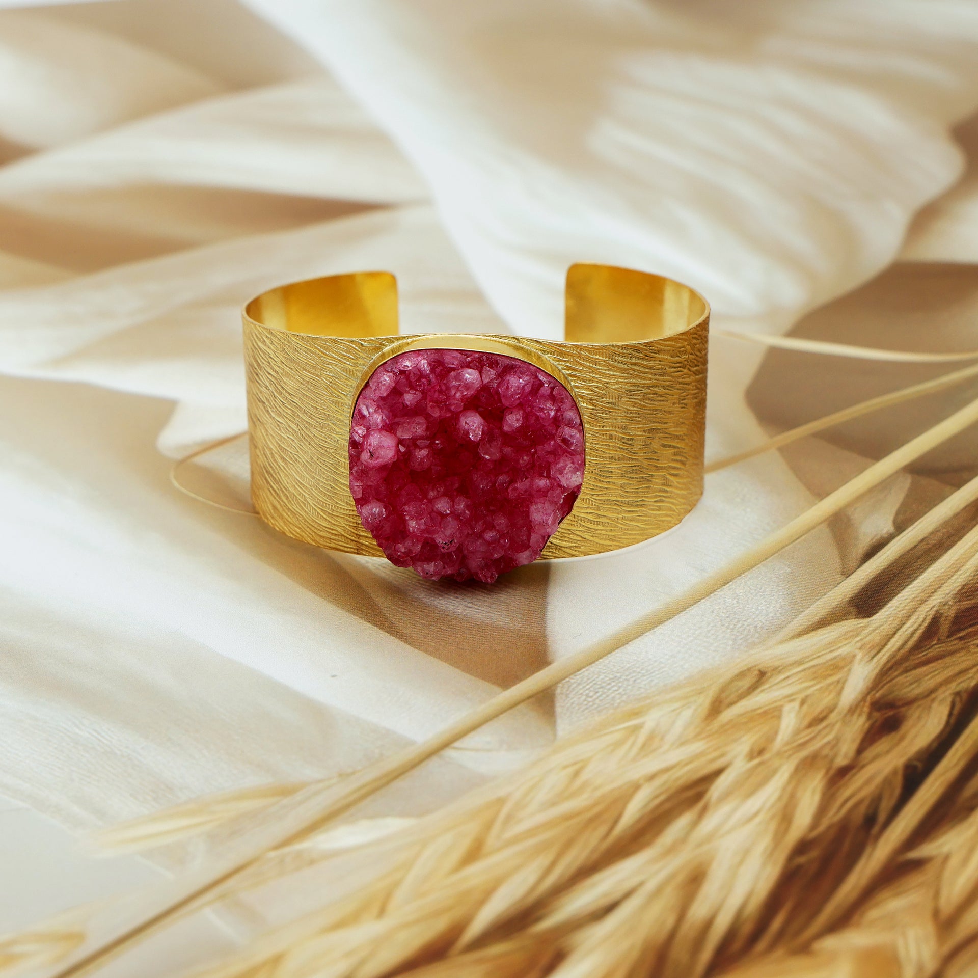 DuaDrusyWhiteGold-PlatedBangle_NaturalAgateGemstoneJewelryforWomen