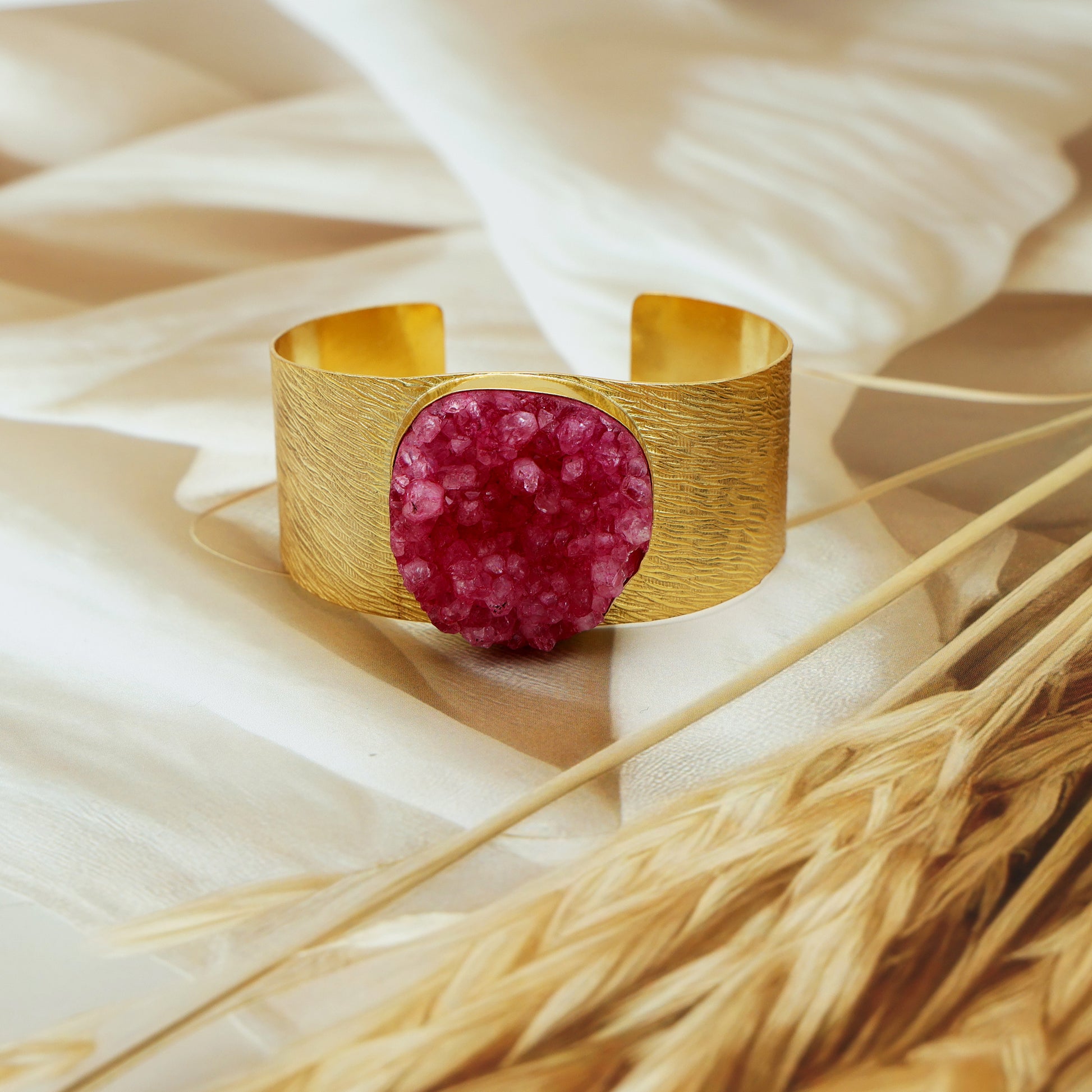 DuaDrusyWhiteGold-PlatedBangle_NaturalAgateGemstoneJewelryforWomen