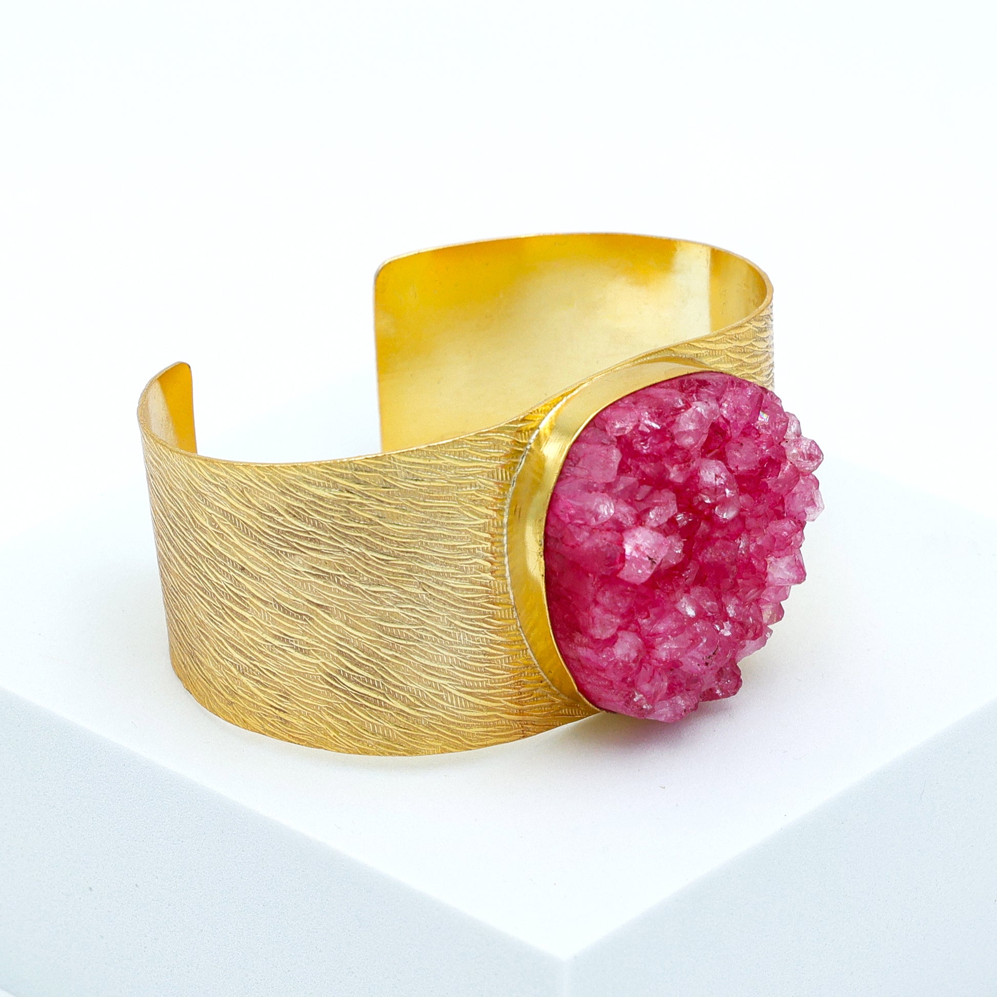 DuaDrusyWhiteGold-PlatedBangle_NaturalAgateGemstoneJewelryforWomen