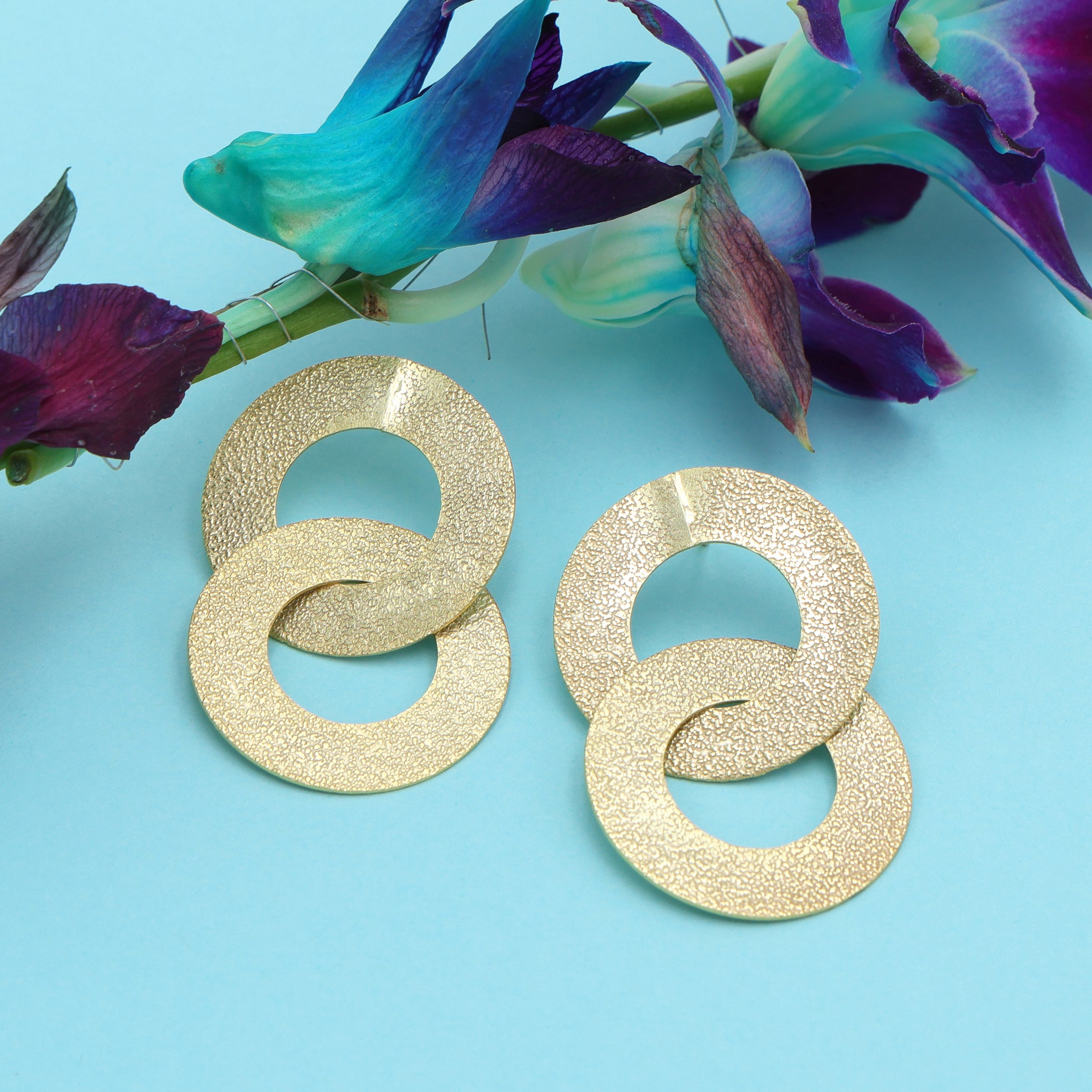 Dua Elegant Gold-Plated Brass Earrings – Luxury Handcrafted Statement Jewelry