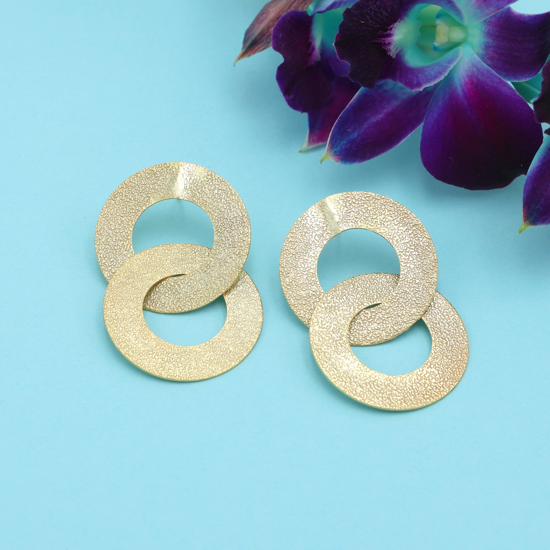 Dua Elegant Gold-Plated Brass Earrings – Luxury Handcrafted Statement Jewelry