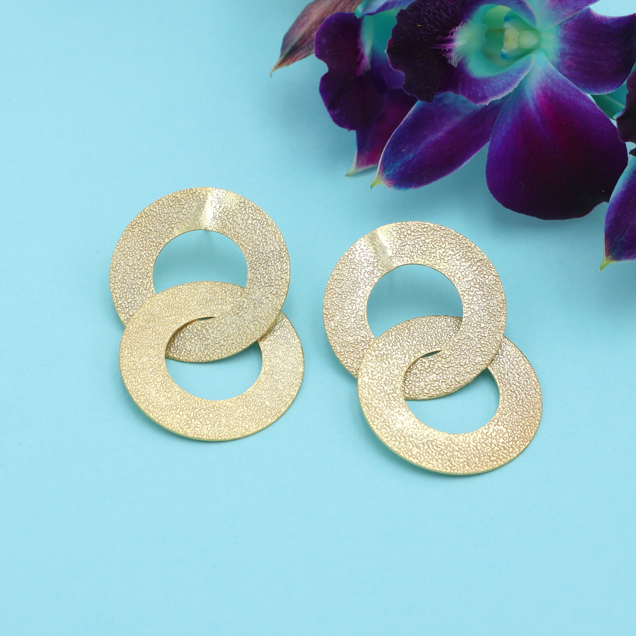 Dua Elegant Gold-Plated Brass Earrings – Luxury Handcrafted Statement Jewelry