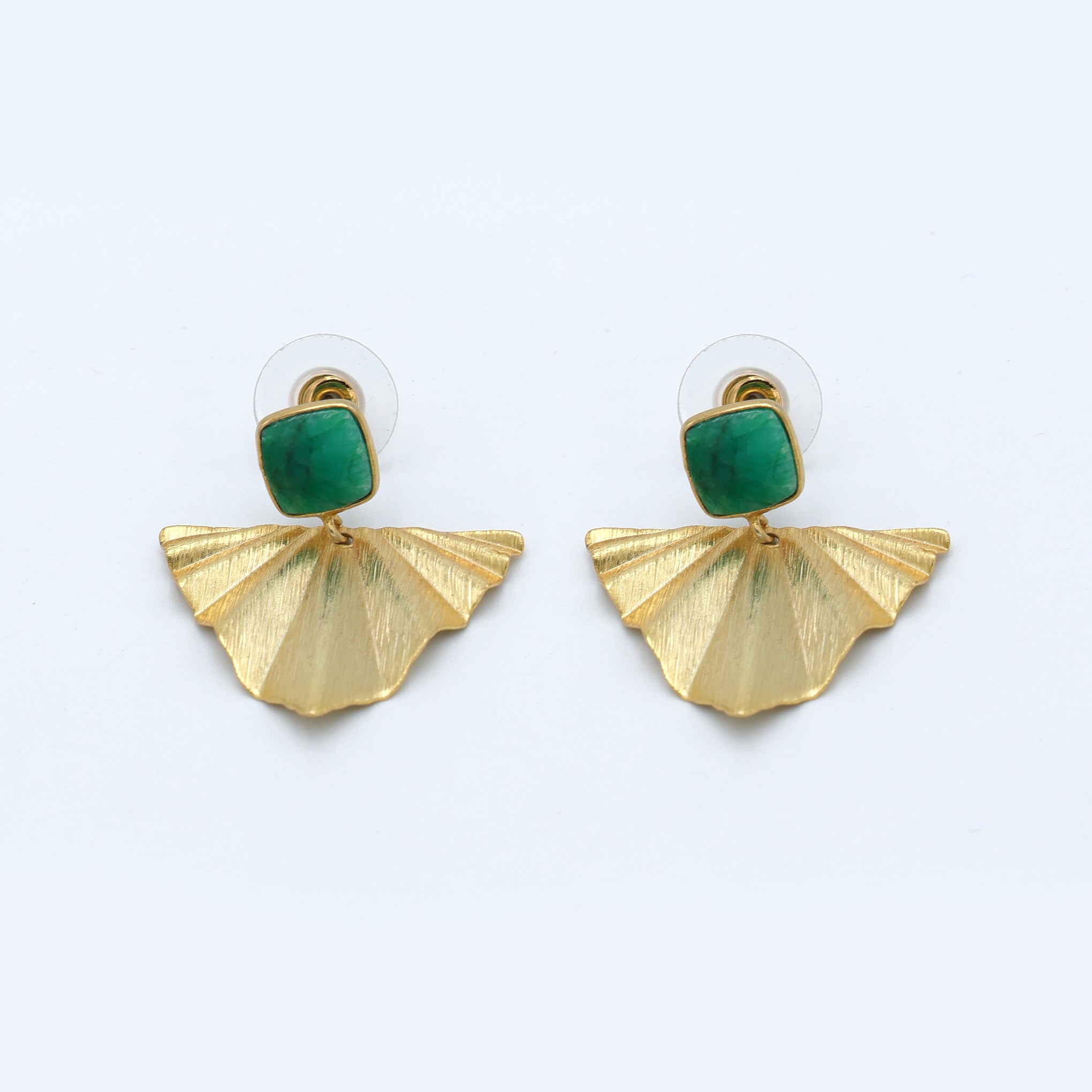 Dua Emerald Quartz Earrings – Handmade Gold-Plated Elegant Party Jewelry - Dua Online