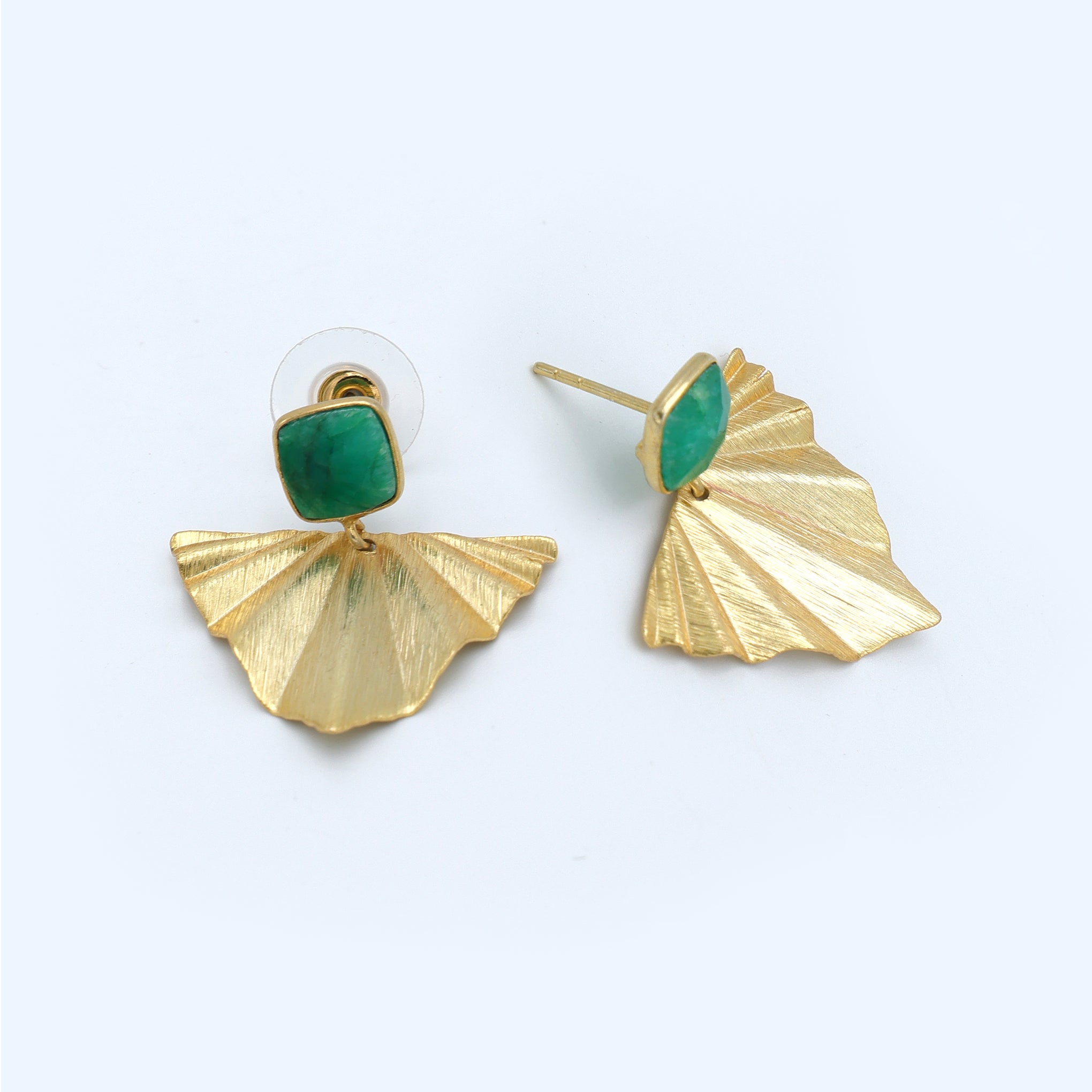 Dua Emerald Quartz Earrings – Handmade Gold-Plated Elegant Party Jewelry - Dua Online