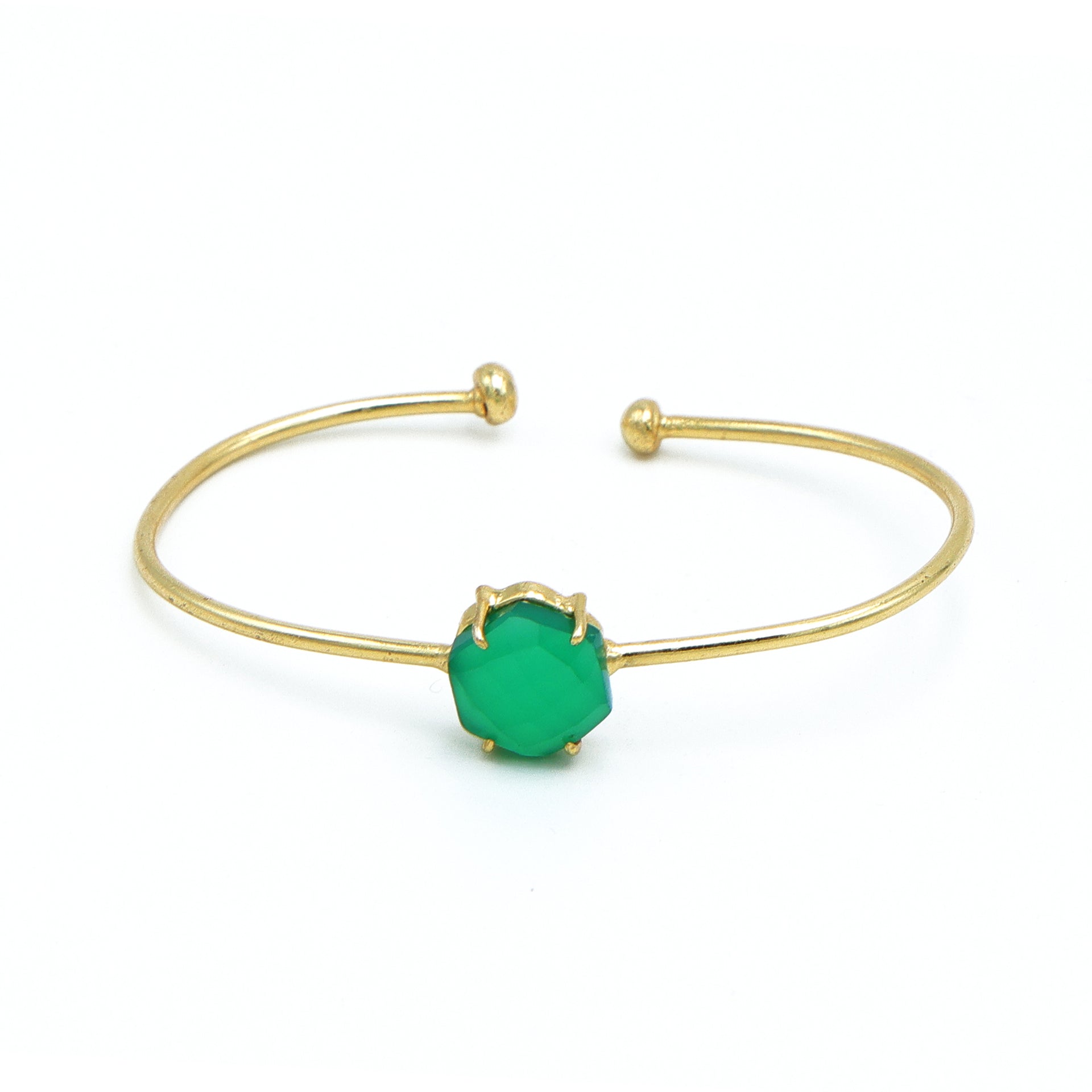 Dua Green Onyx Gold-Plated Bangle Bracelet – Elegant Natural Gemstone Jewelry for Women