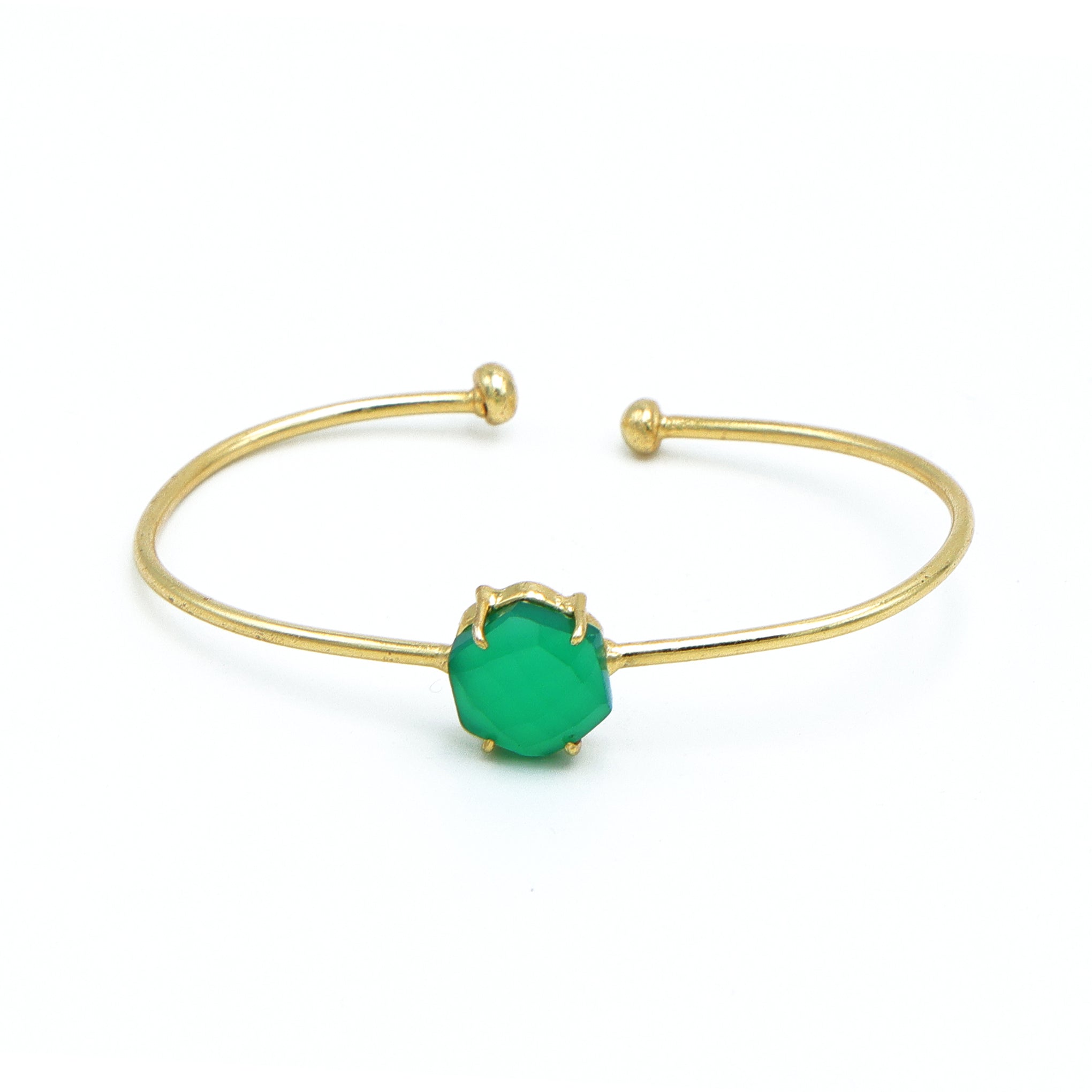 Dua Green Onyx Gold-Plated Bangle Bracelet – Elegant Natural Gemstone Jewelry for Women