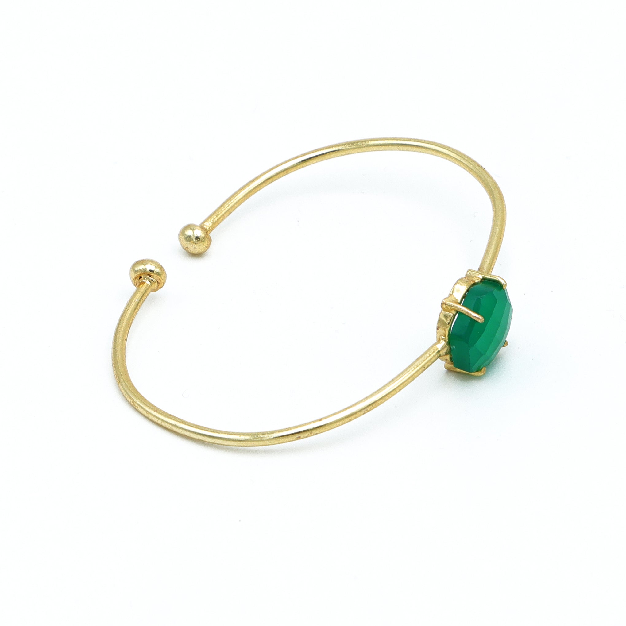 Dua Green Onyx Gold-Plated Bangle Bracelet – Elegant Natural Gemstone Jewelry for Women