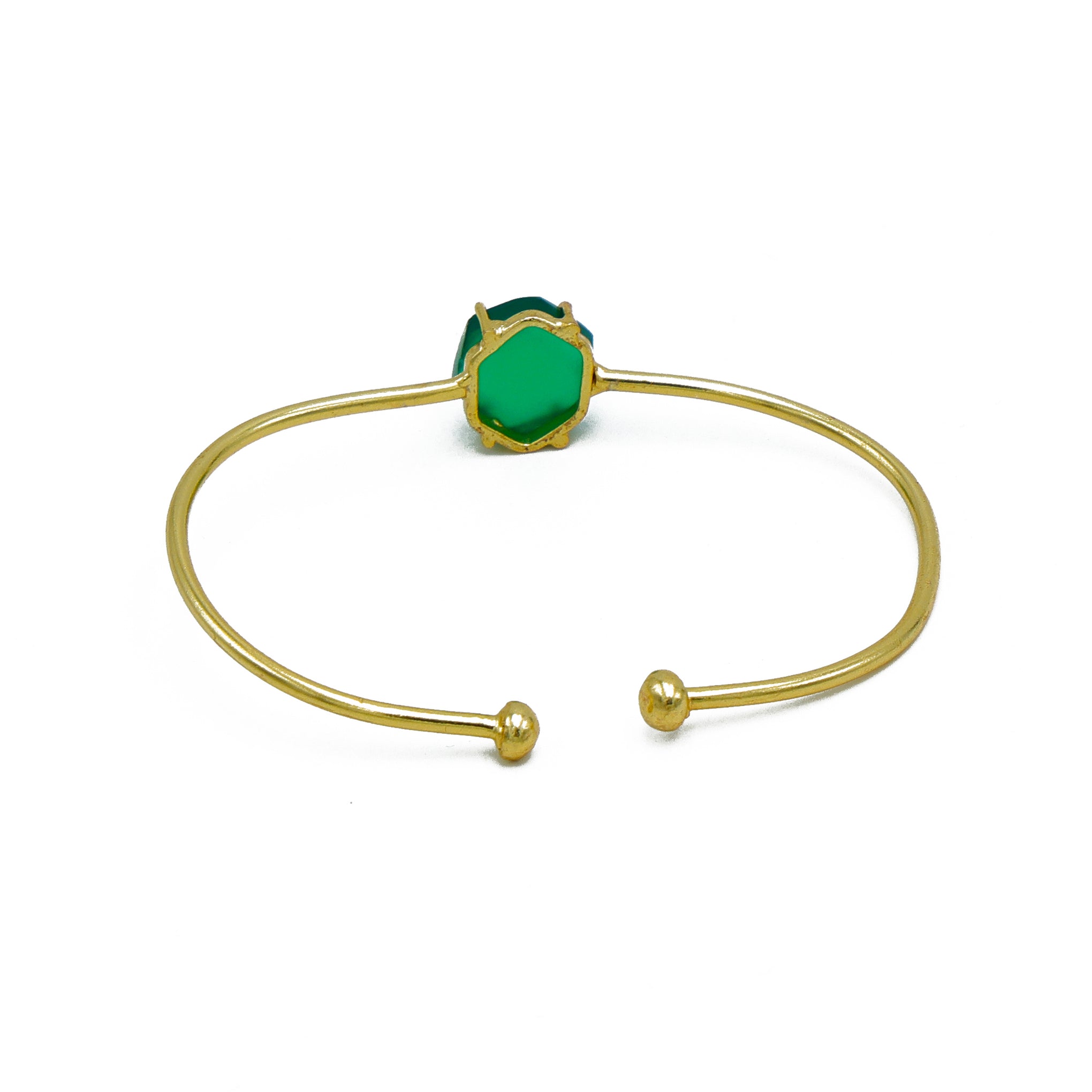 Dua Green Onyx Gold-Plated Bangle Bracelet – Elegant Natural Gemstone Jewelry for Women