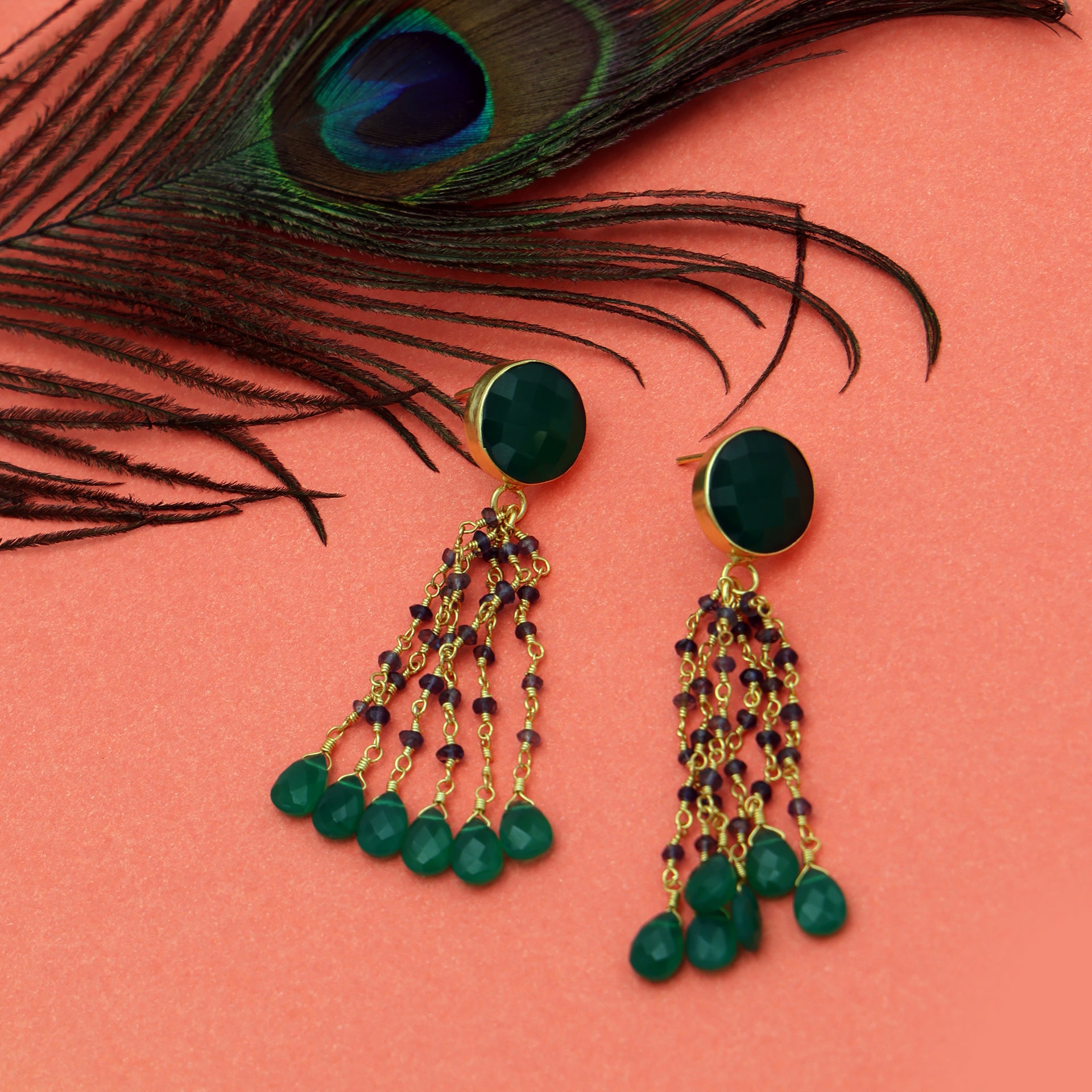DuaGreenOnyx_IoliteEarringsHandmadeGoldPlatedMulticolorJewelry