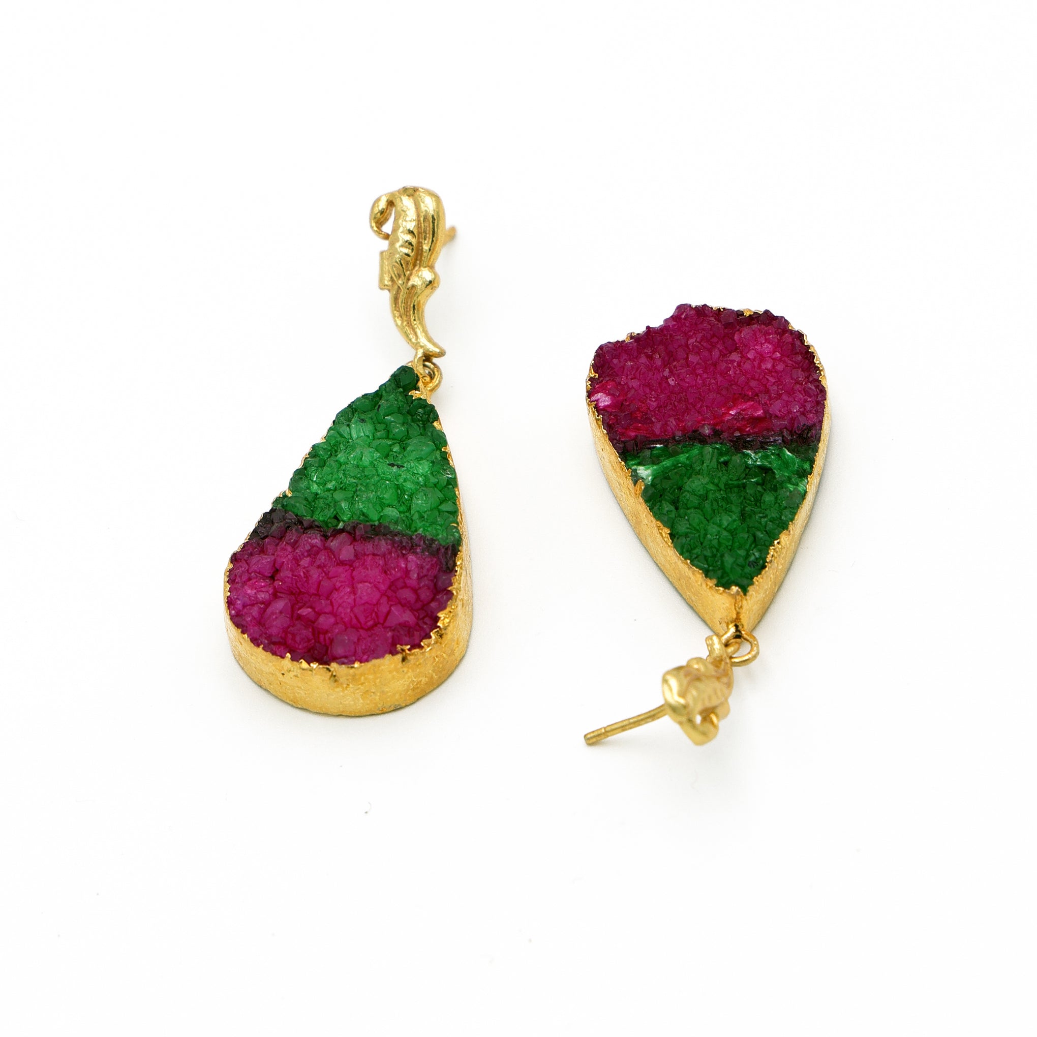 DuaGreenPinkDrusyEarrings_HandcraftedGold-PlatedUniqueJewelry_3